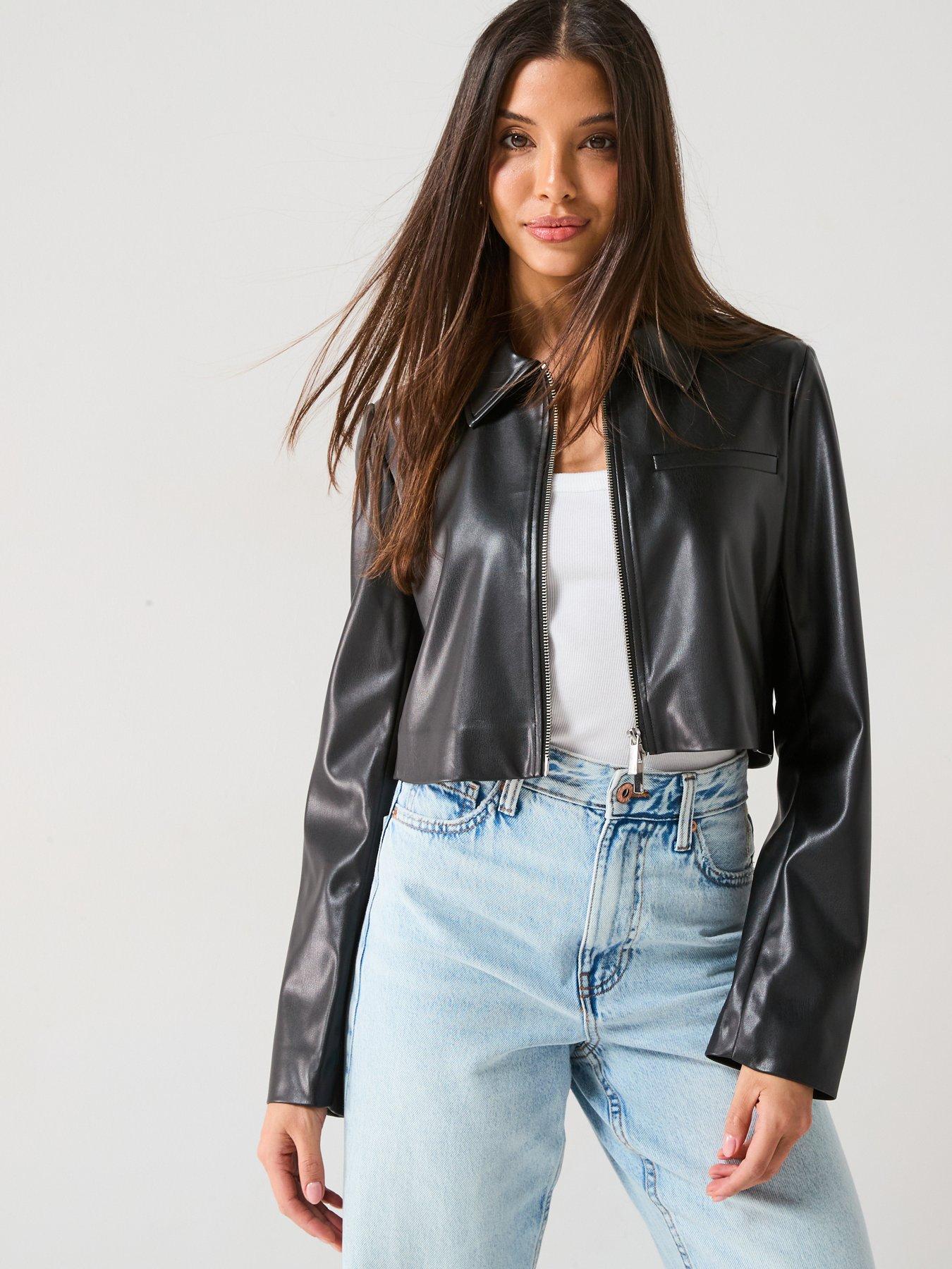 LEATHER ZIP FRONT JACKET BLACK LEATHER JACKETS