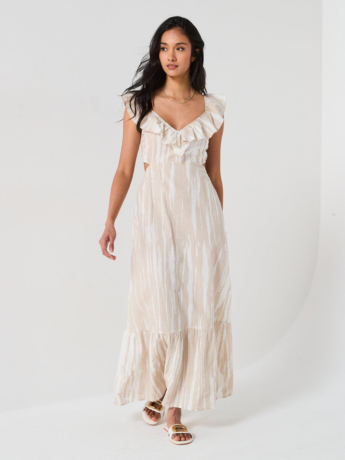 undefined Woven Ankle Drop Hem Dress - Multi