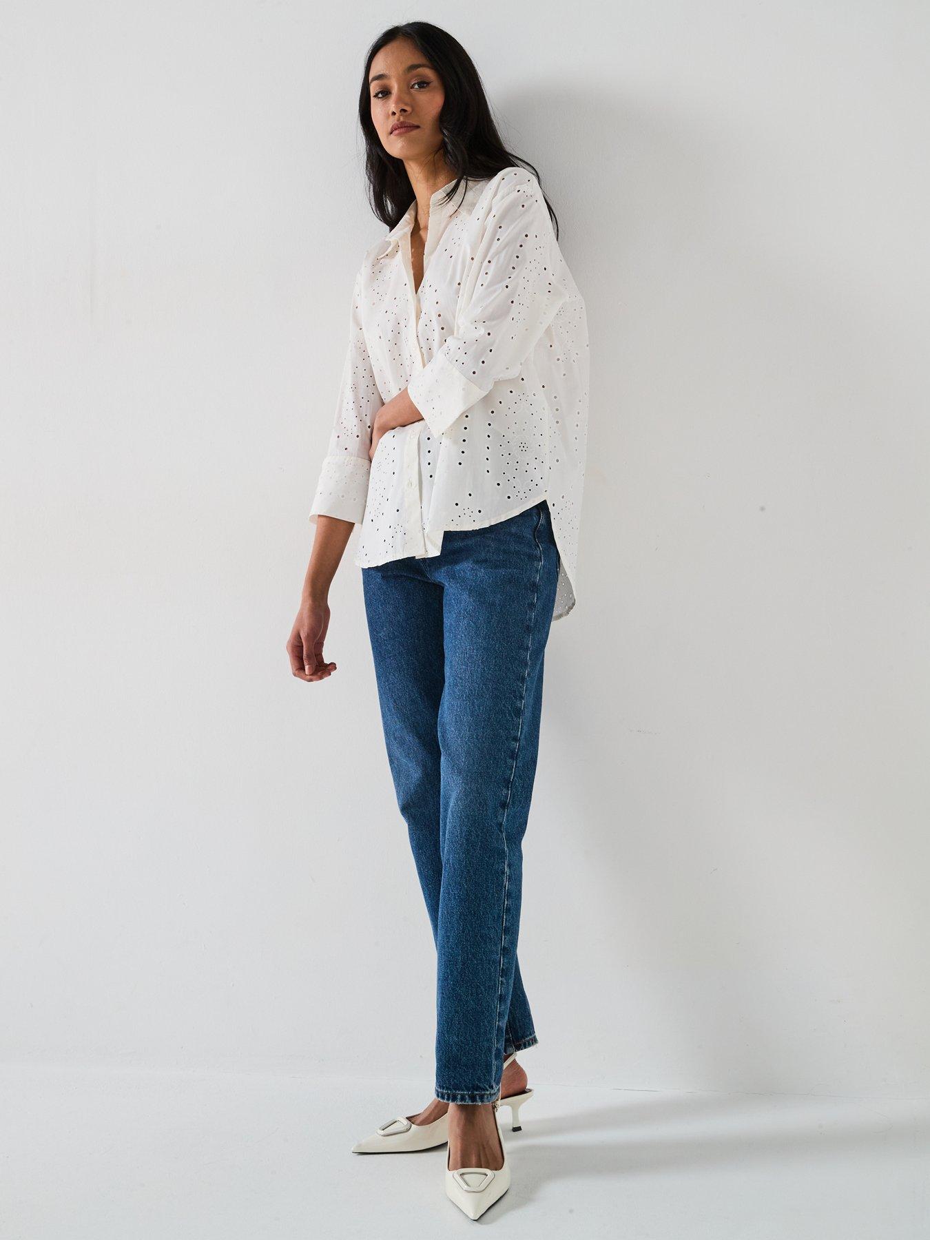 Image 3 of 6 of JDY Embroidered Relaxed Fit Shirt - White