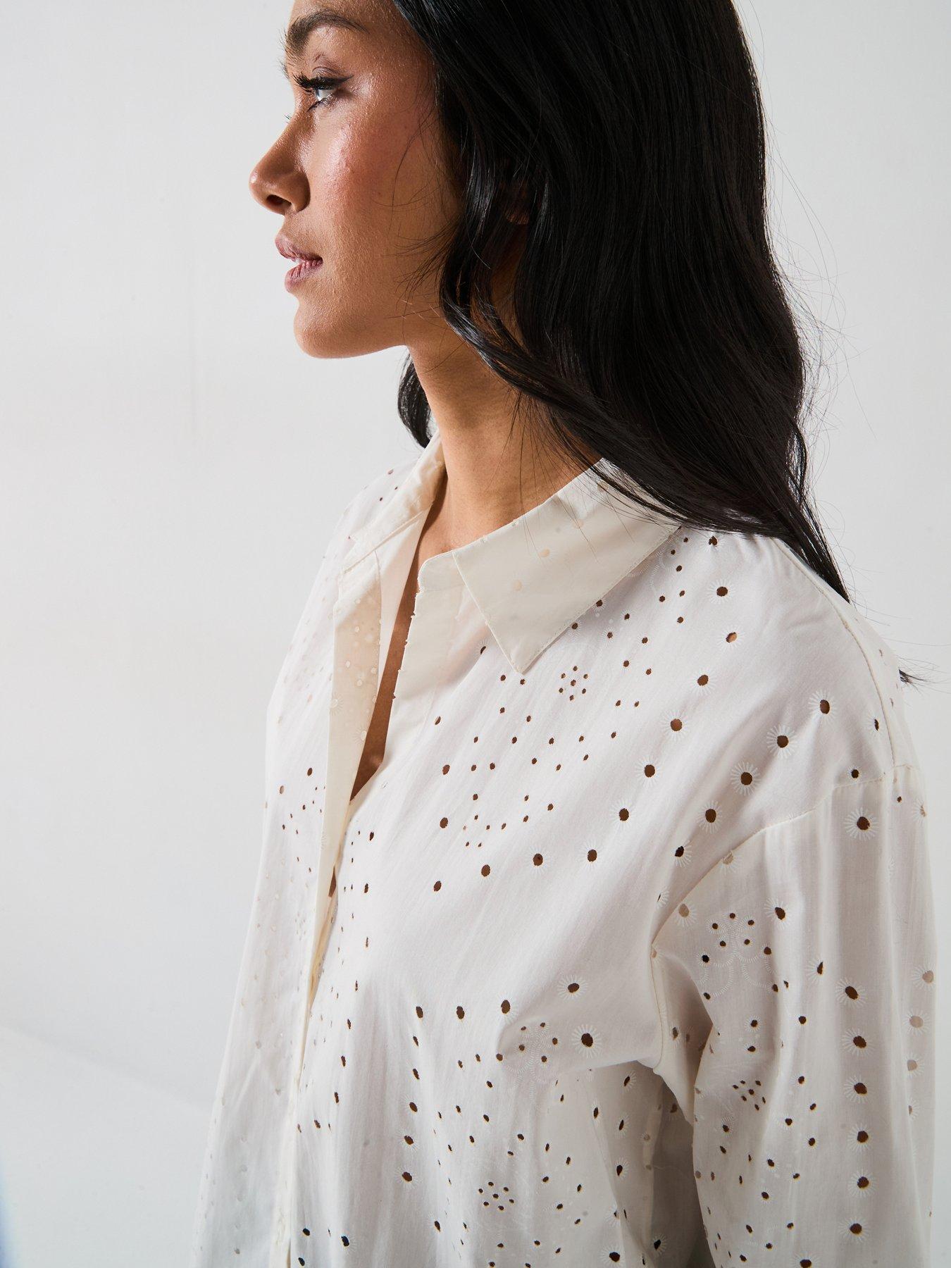 Image 4 of 6 of JDY Embroidered Relaxed Fit Shirt - White