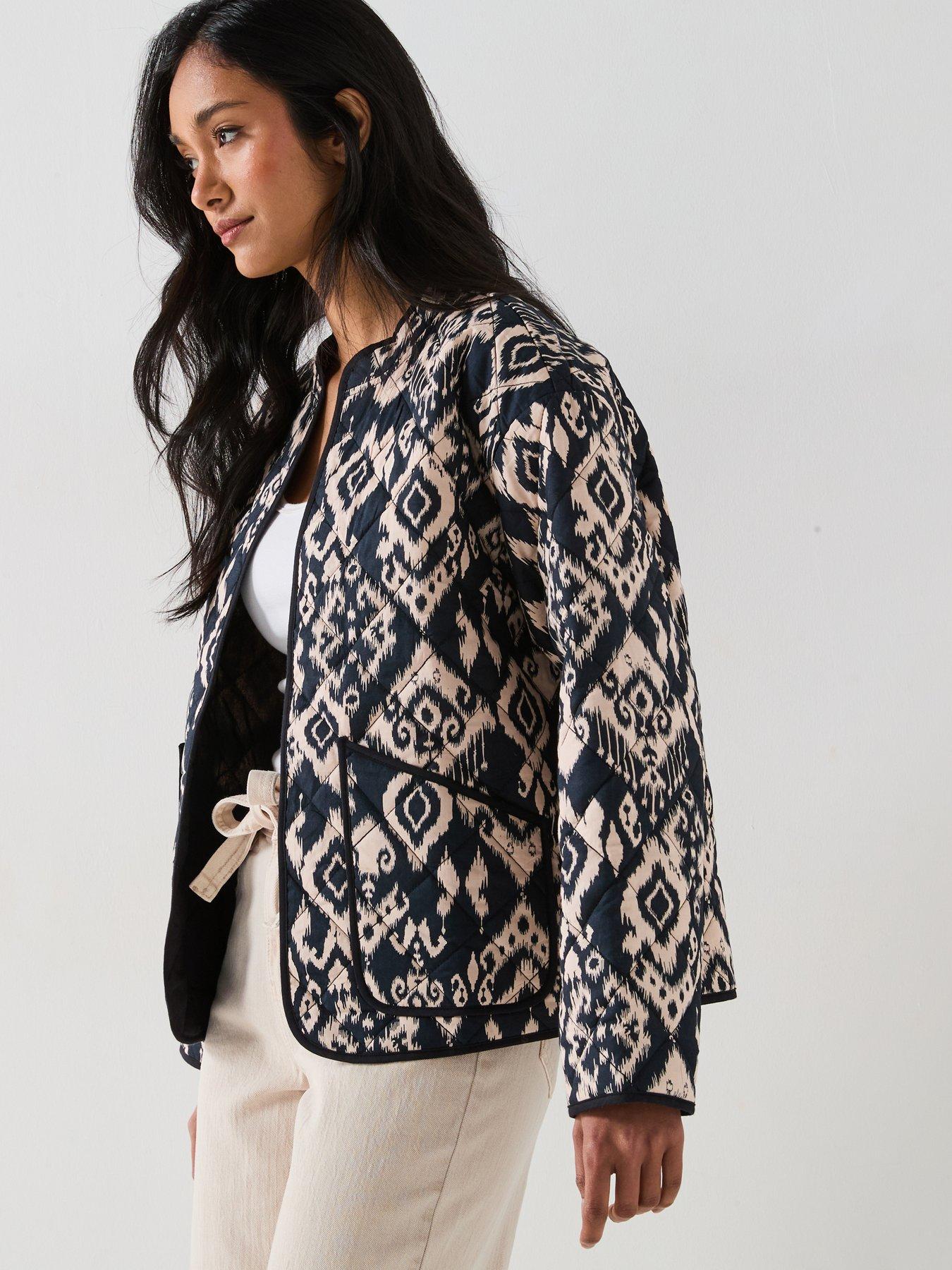 undefined Printed Quilted Jacket - Black