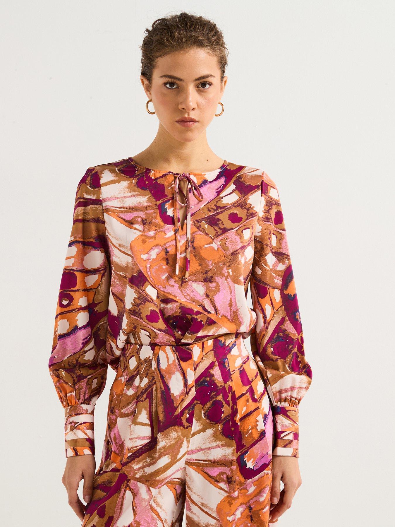 undefined Linea Long Sleeve Woven Top - Multi