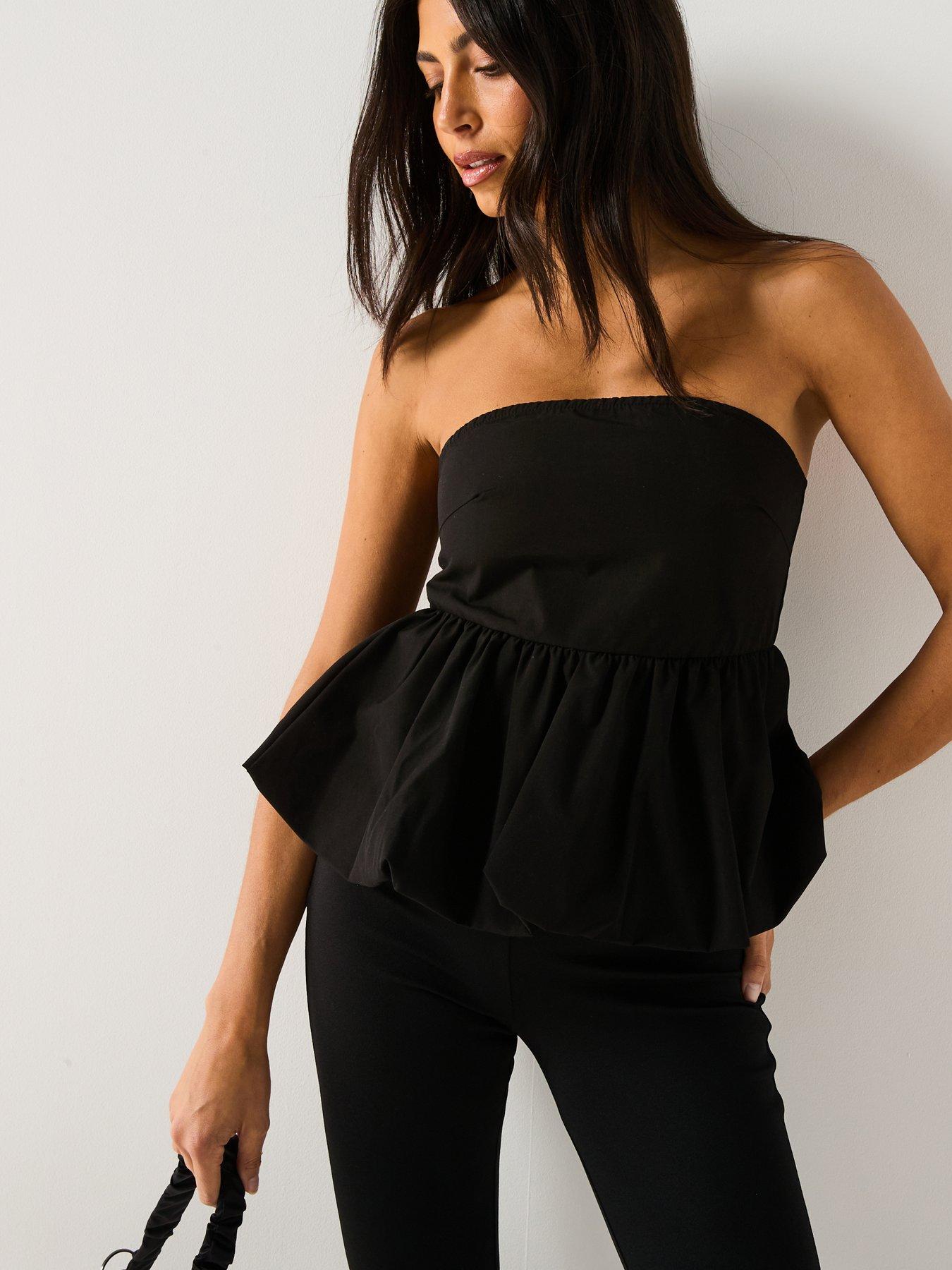 Vero Moda Esra Tube Bubble Hem Top - Black | Very