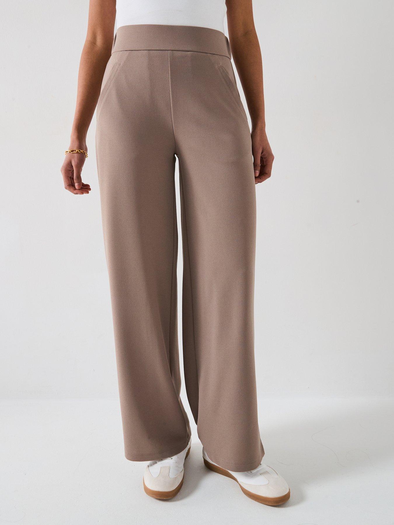 undefined Louisville Catia Wide Leg Jersey Pant - Brown