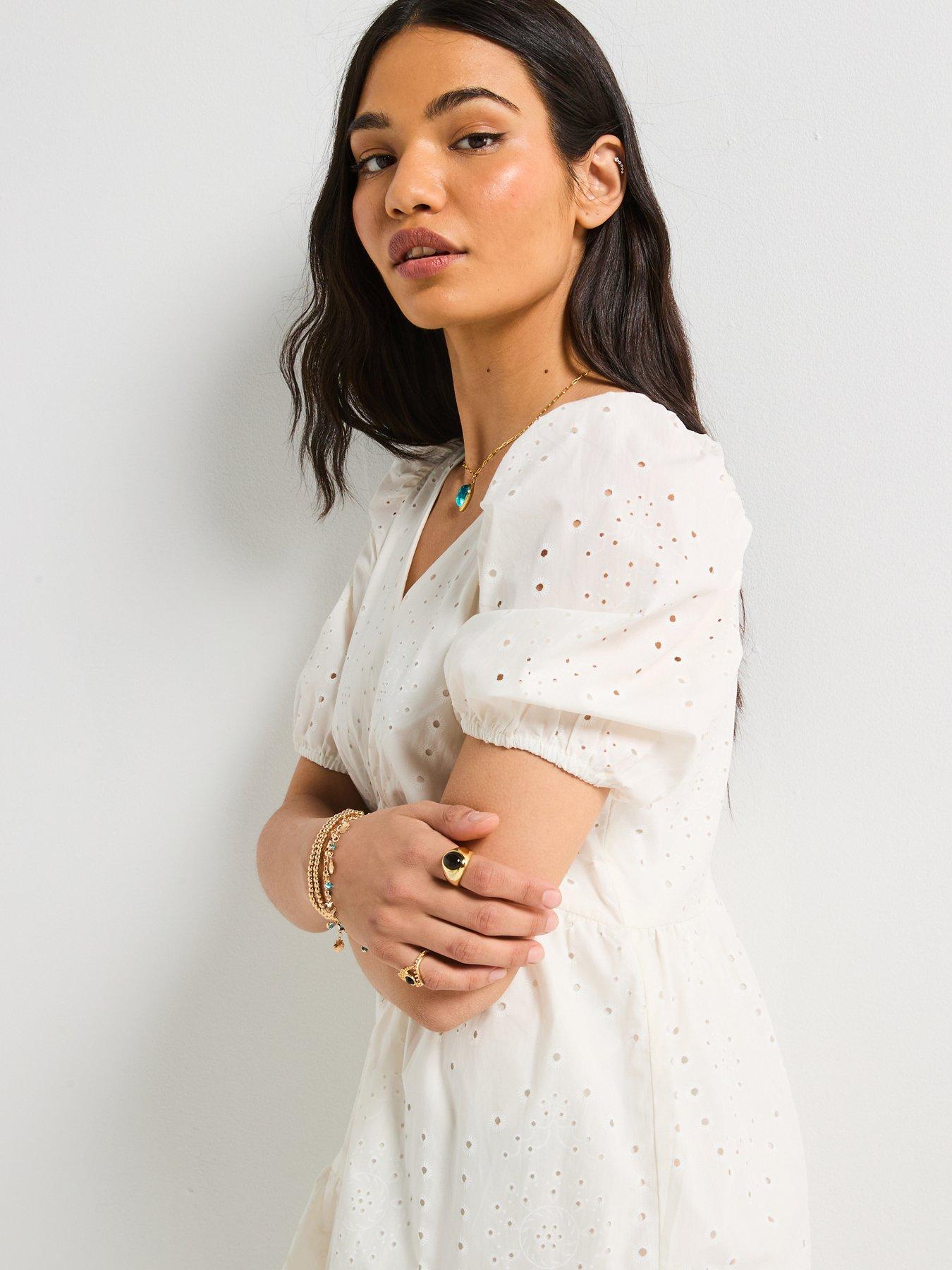 JDY Embroidered Mini Dress - White | Very