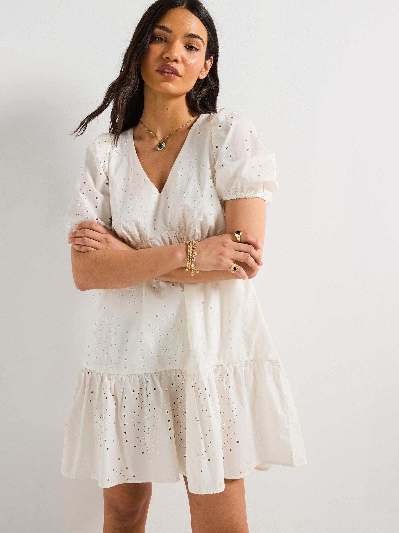 JDY Embroidered Mini Dress - White | Very