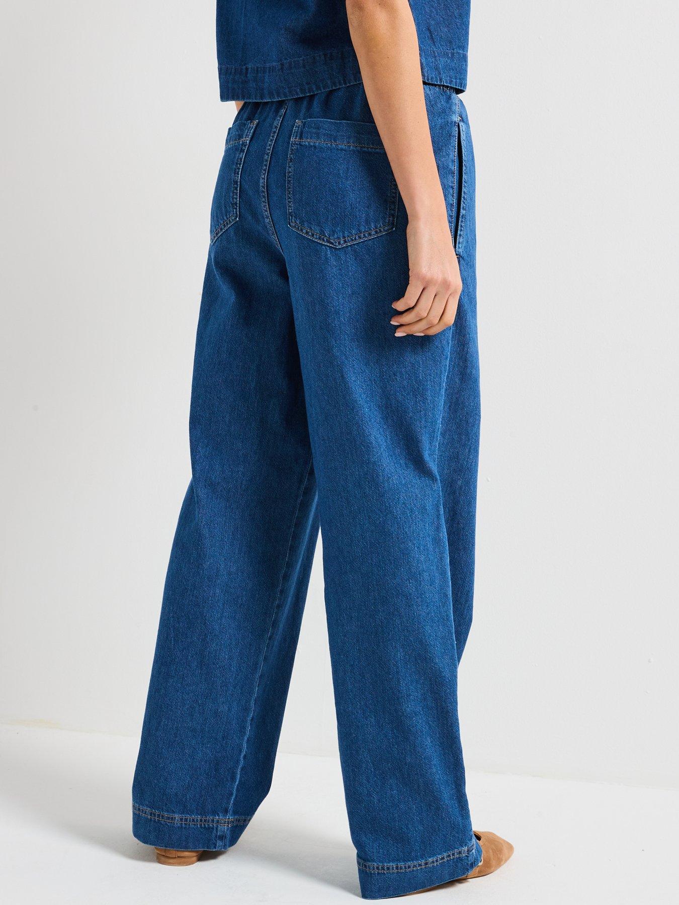Image 2 of 4 of PIECES Tabi Mid Waist Pull Denim Pant - Blue
