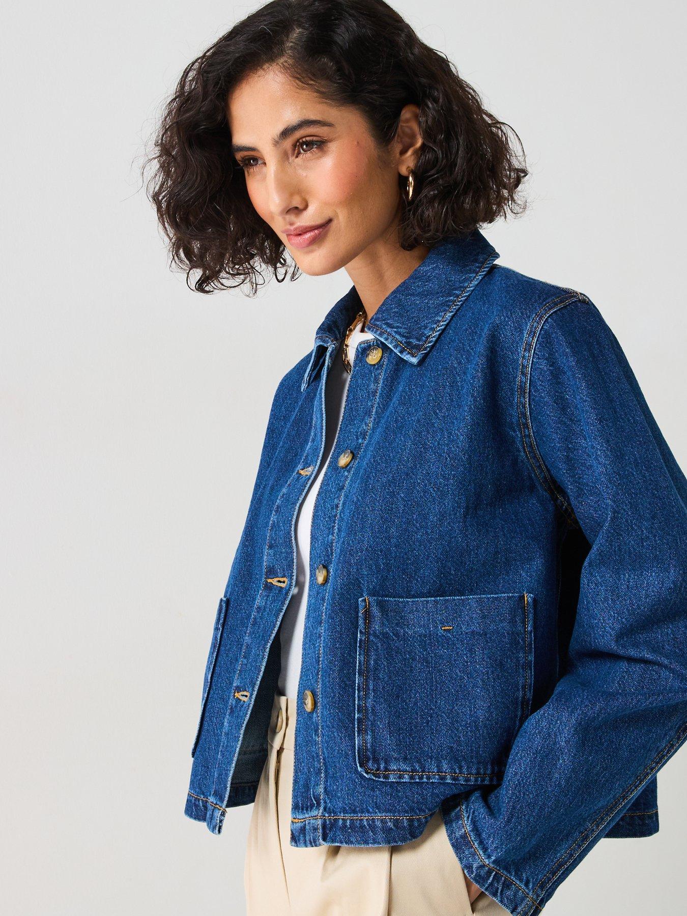 Only Denim Button Detail Jacket - Dark Blue | Very