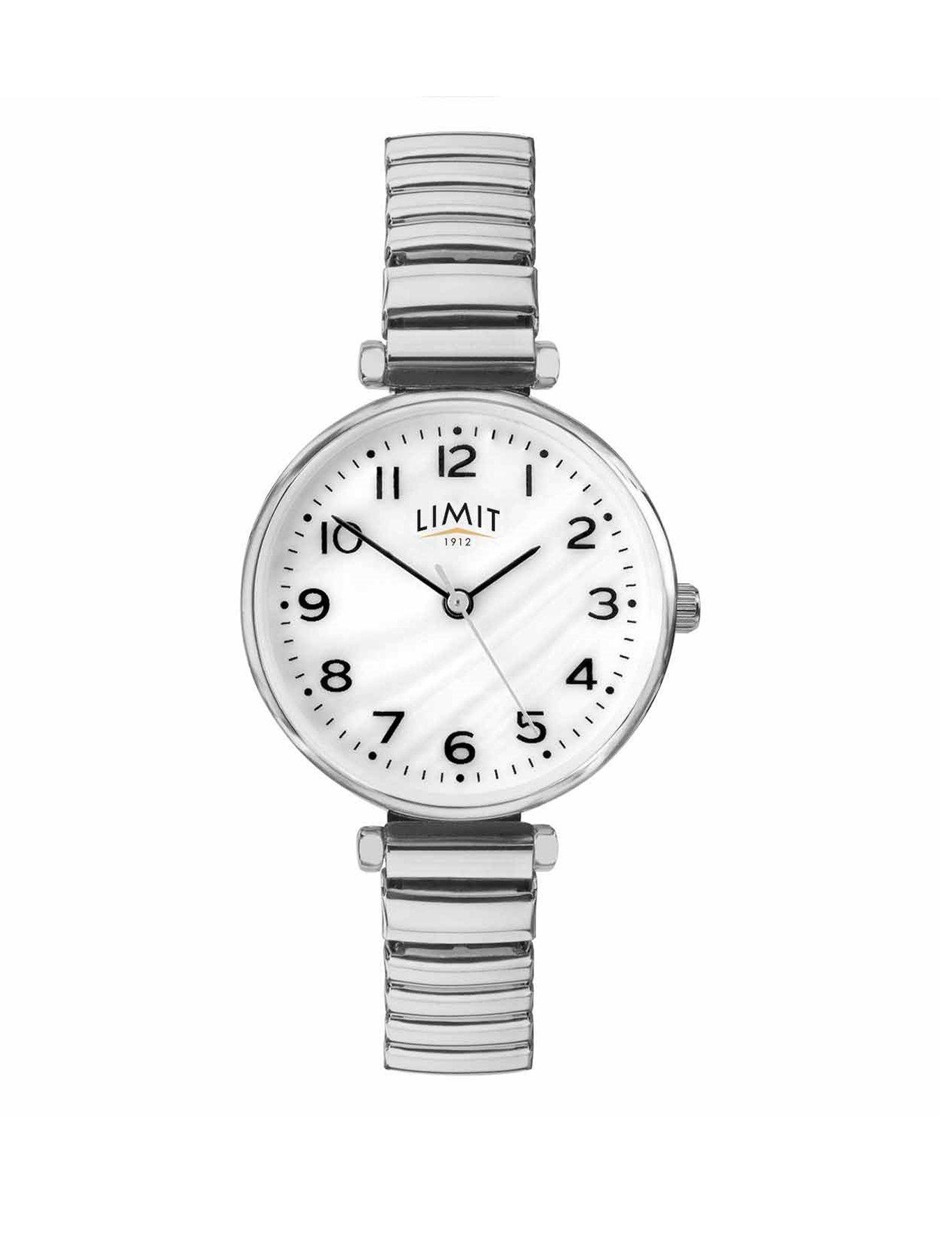 Product photograph of Limit Limit Womens Classic Silver Stainless Steel Expanding Bracelet With White Dial Analogue Watch from very.co.uk