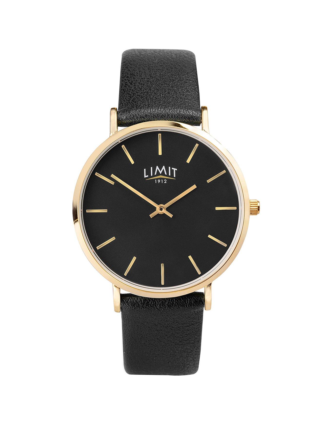 Product photograph of Limit Limit Womens Black Polyurethane Strap With Black Dial Analogue from very.co.uk