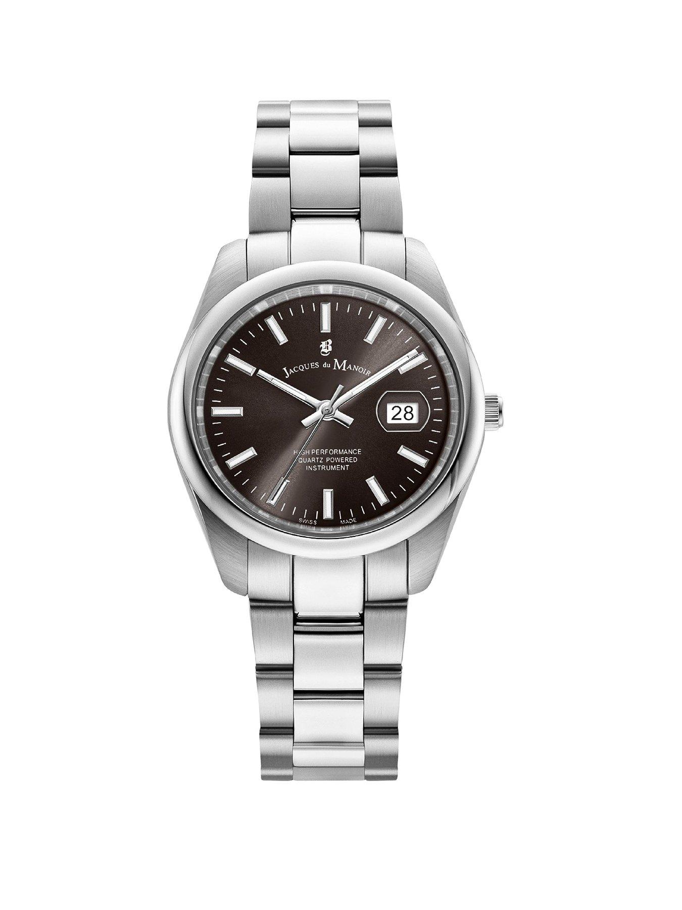 Product photograph of Jacques Du Manoir Swiss-made Allure Silver Bracelet Watch from very.co.uk