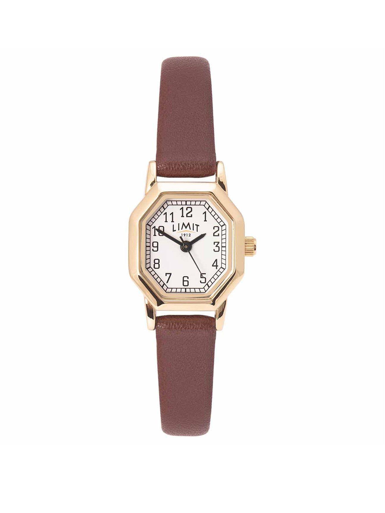 Product photograph of Limit Limit Womens Classic Brown Polyurethane Strap With White Dial Analogue Watch from very.co.uk