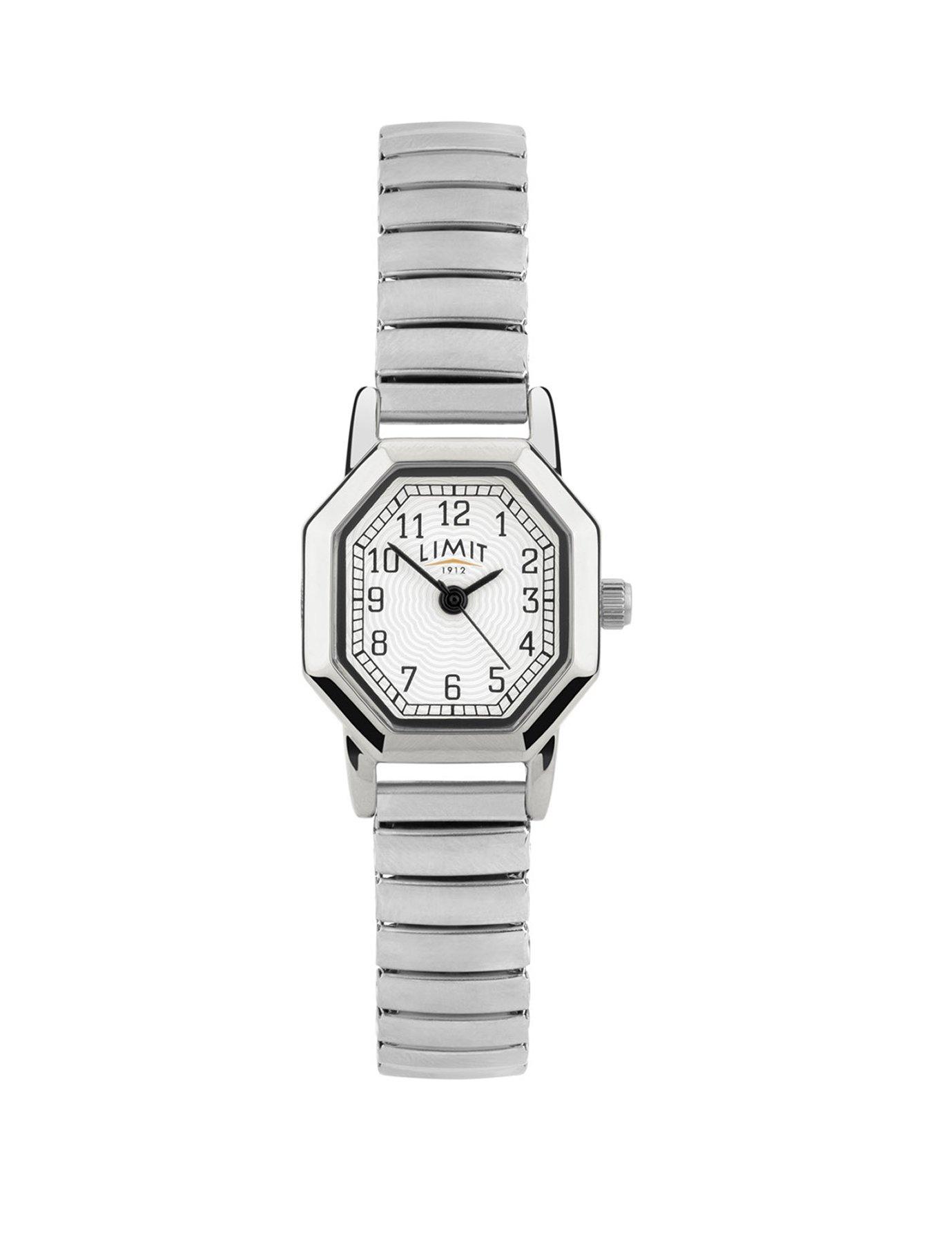 undefined Womens Classic Silver Stainless Steel Expanding Bracelet with Silver White Dial Analogue Watch