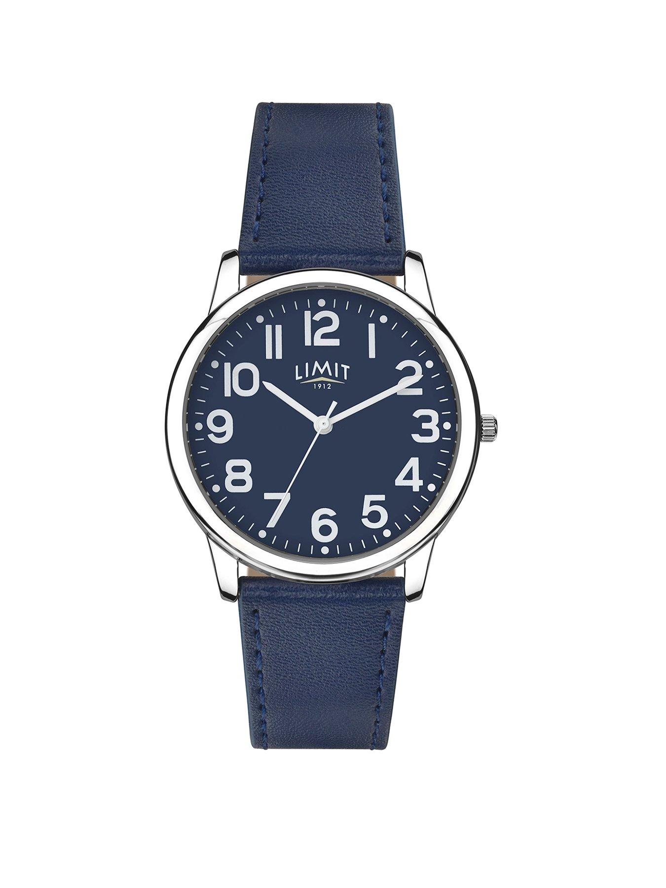 Product photograph of Limit Mens Modern Blue Polyurethane Strap With Blue Dial Analogue Watch from very.co.uk