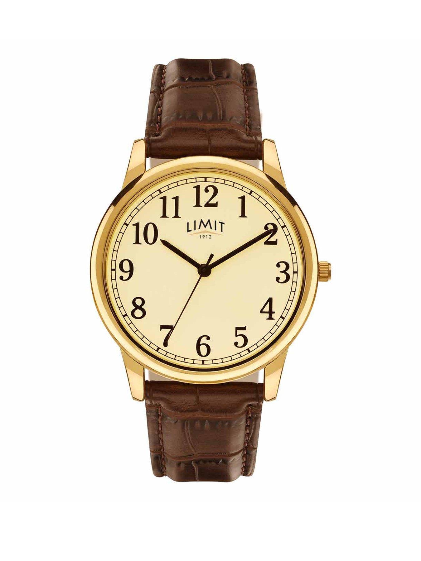 undefined Mens Modern Brown Polyurethane Strap with Cream Dial Analogue Watch