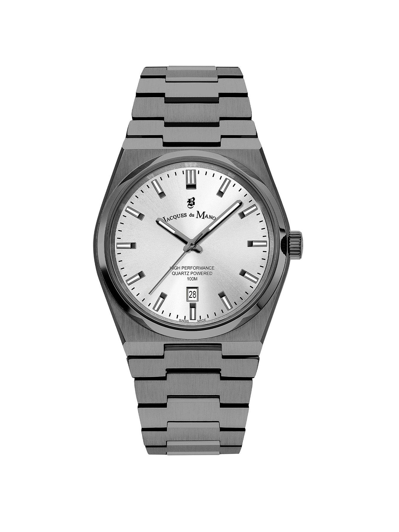 Product photograph of Jacques Du Manoir Swiss-made Horizon Gents Black Bracelet Watch from very.co.uk