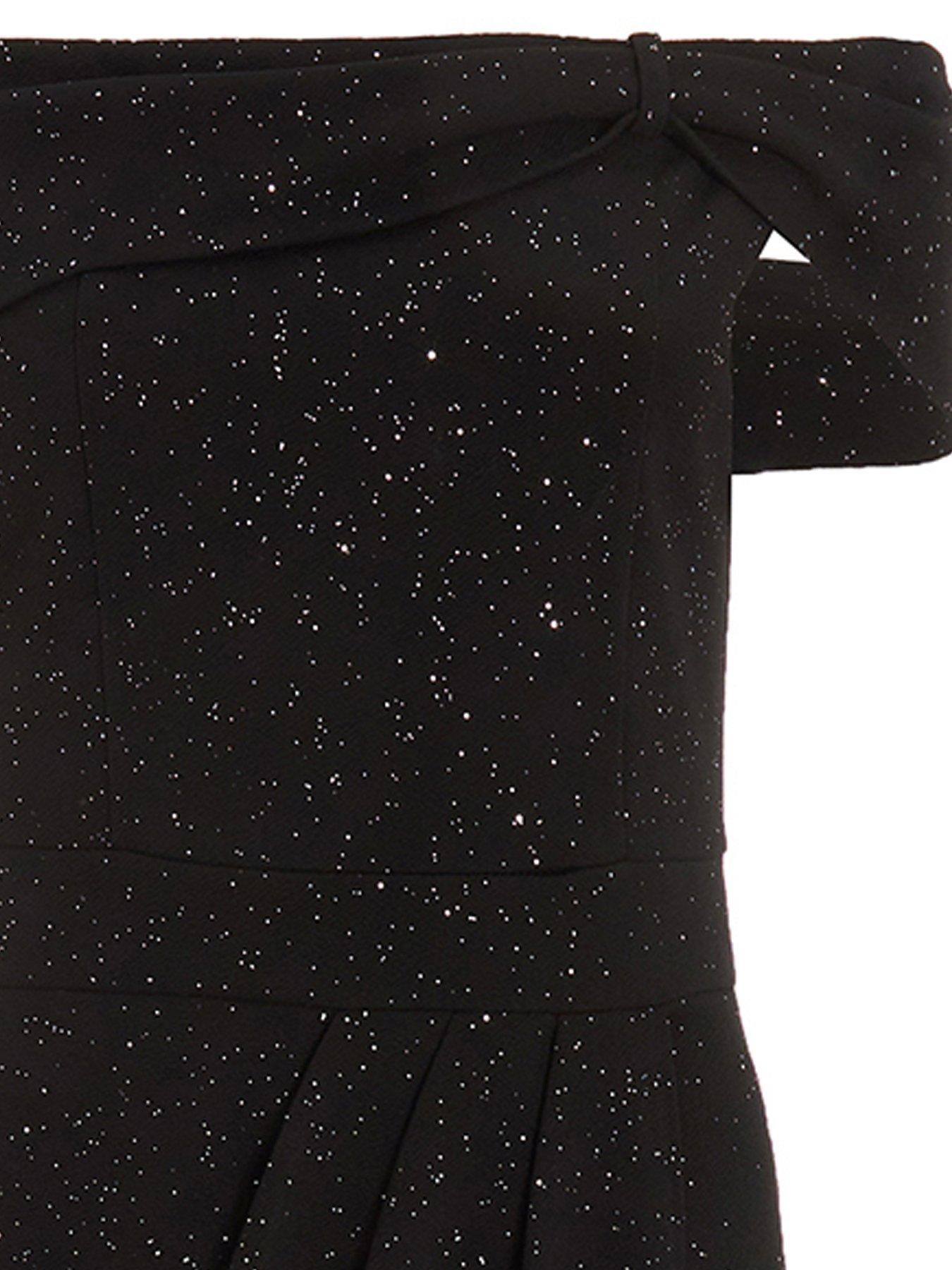 quiz black sparkly dress Quiz Sequin Strapless Midaxi Dress - Black
