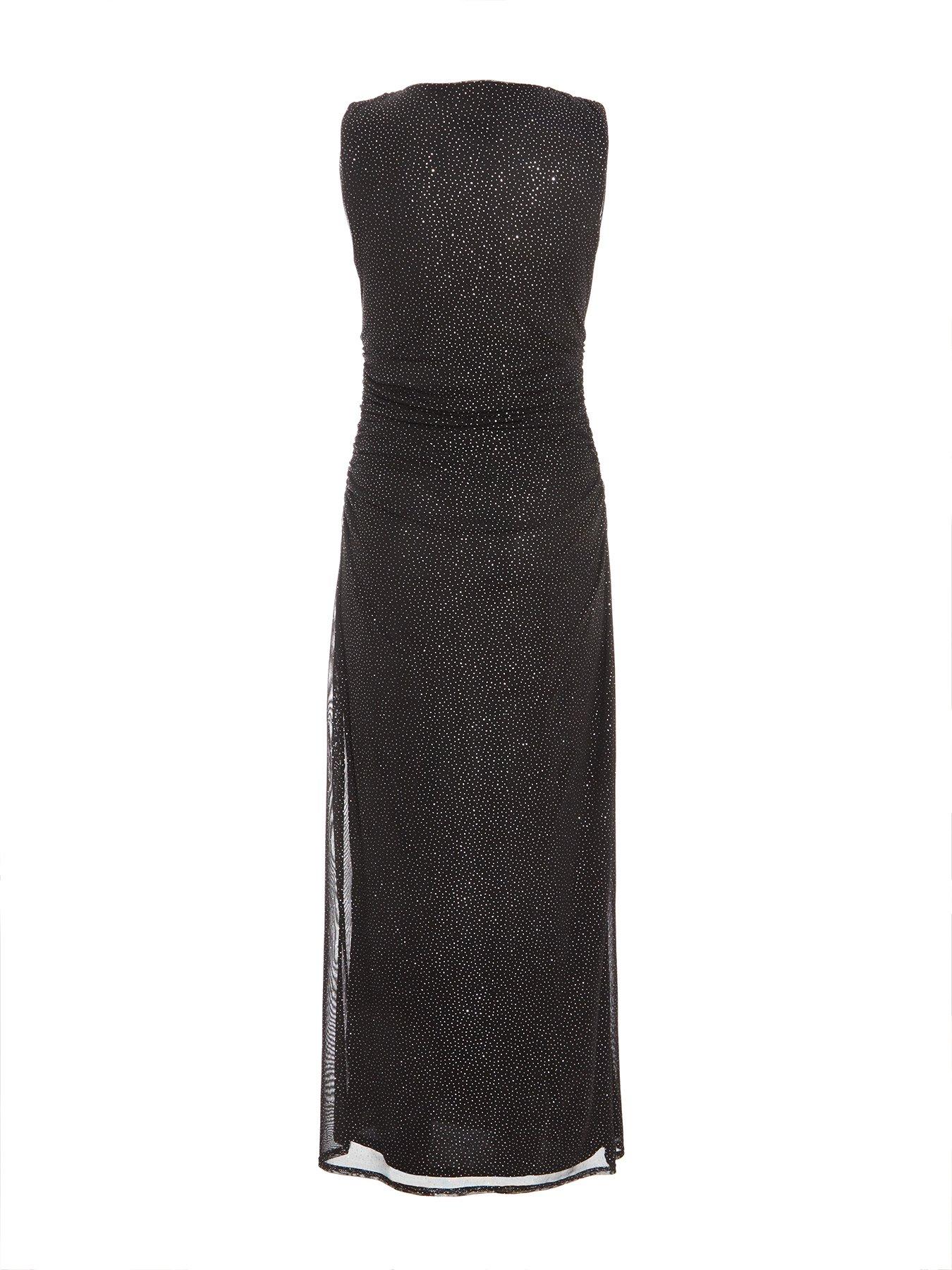 Quiz Black Glitter Mesh Midaxi Dress | Very