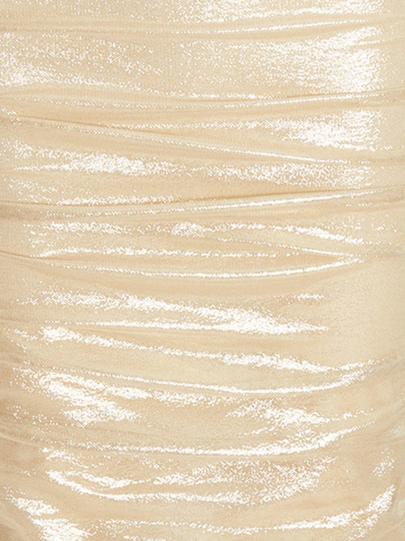 Image 6 of 6 of Quiz Gold Shimmer Cowl Neck Mini Dress
