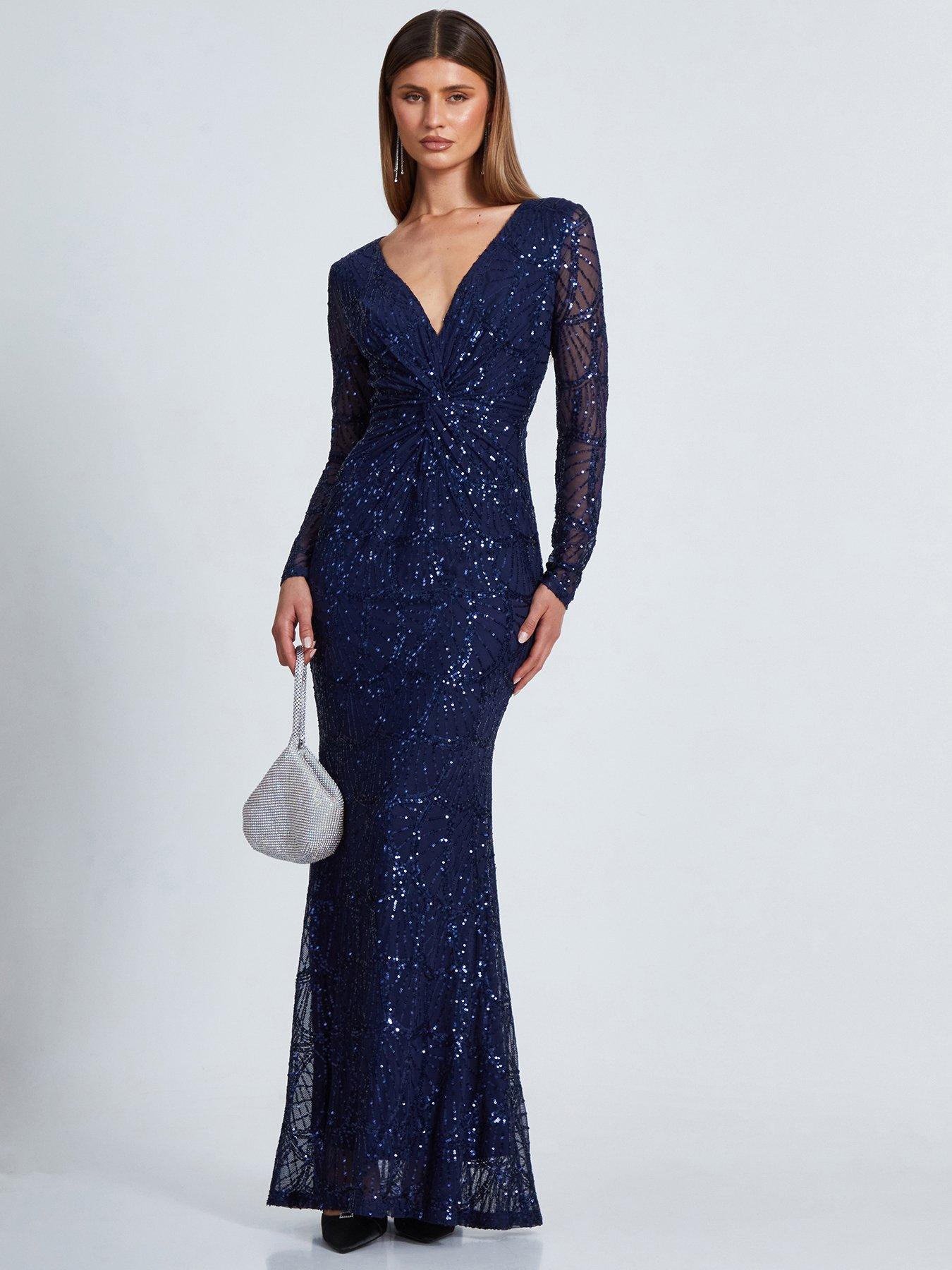 Berry Lace Long Sleeve Quiz Lace Bardot Fishtail Maxi Dress Quiz