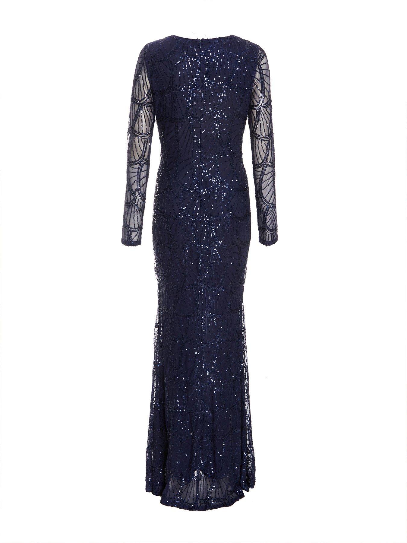 Quiz Sequin Mesh Dress Quiz Black And Rose Gold Sequin Dress QUIZ Black/Rose  Gold Sequin