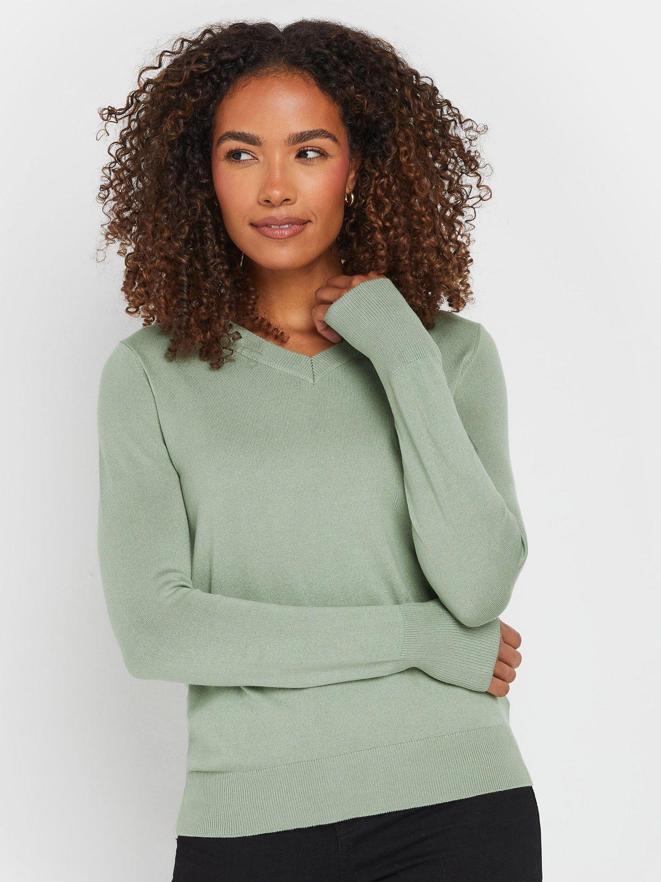 undefined V-Neck Jumper - Green