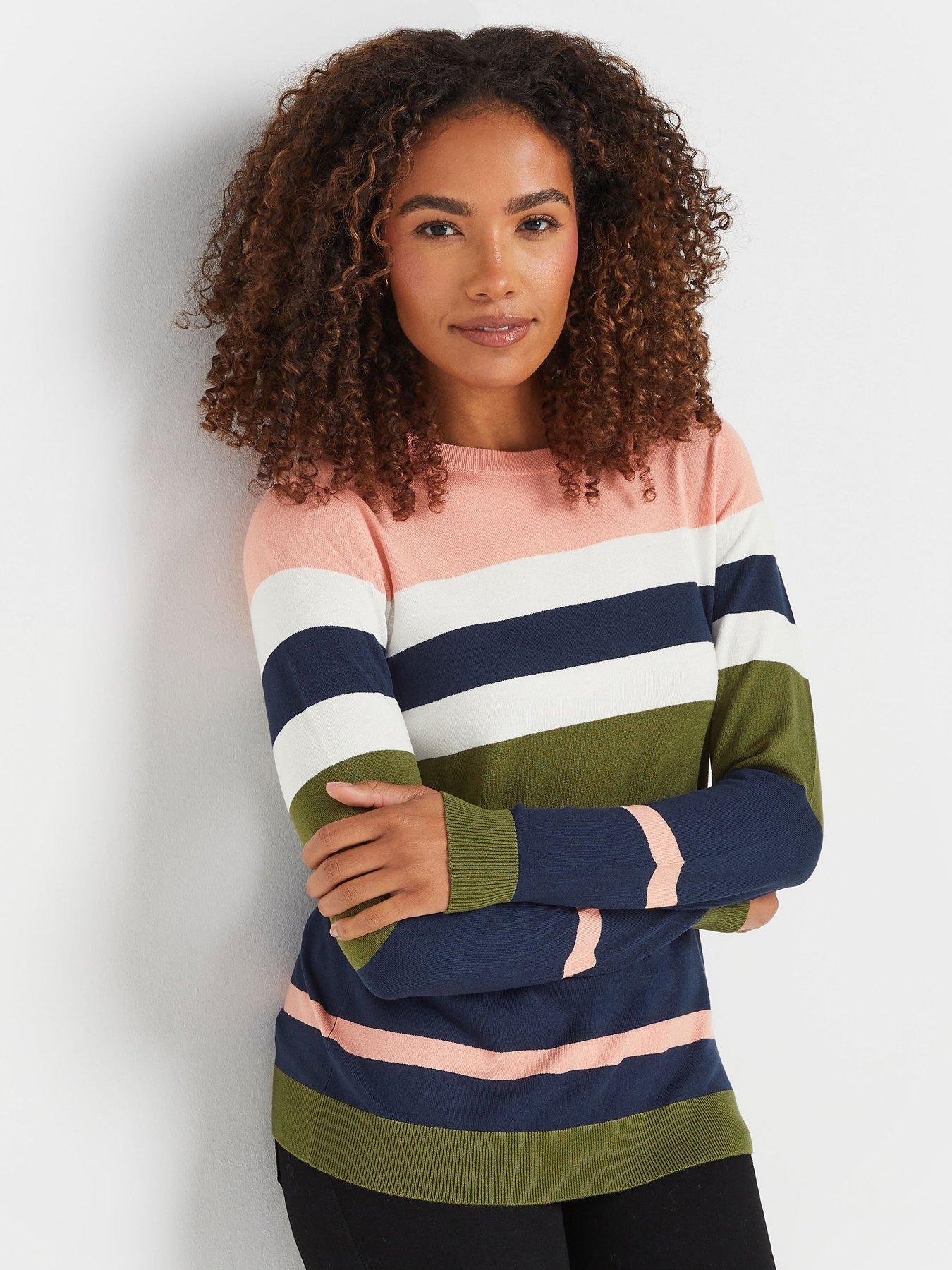 undefined Striped Crew Neck Jumper - Blue