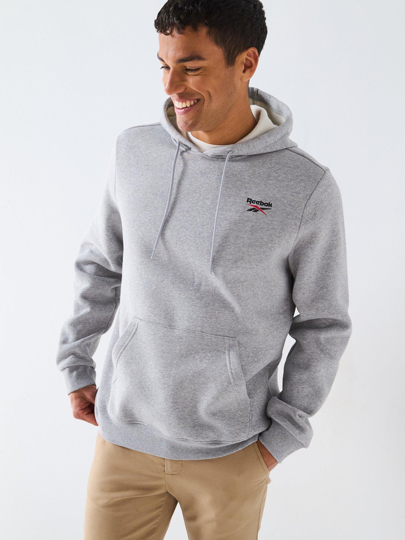undefined Mens Identity Small Logo Fleece Hoodie - Grey