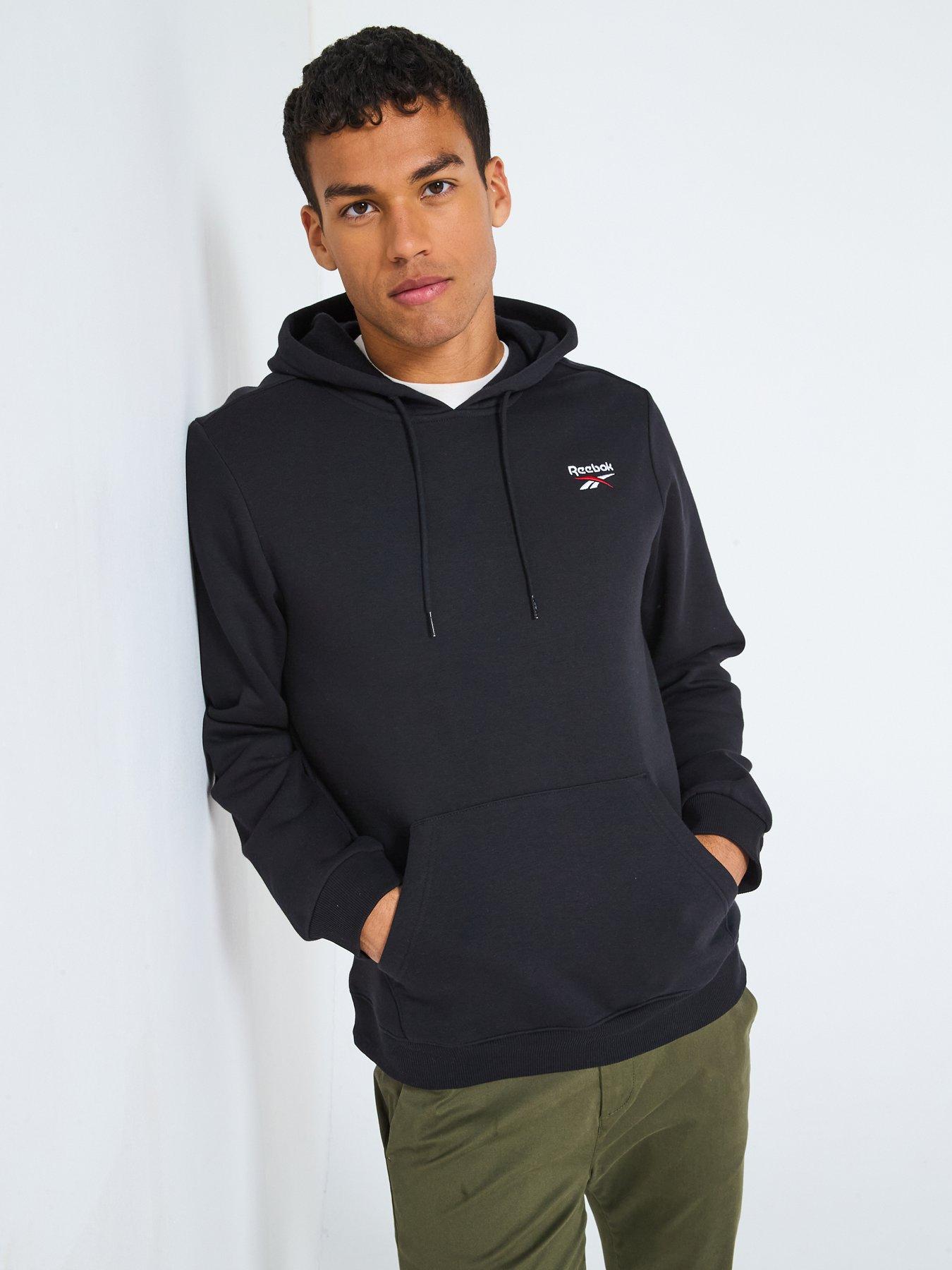 Reebok Mens Identity Small Logo Fleece Hoodie - Black