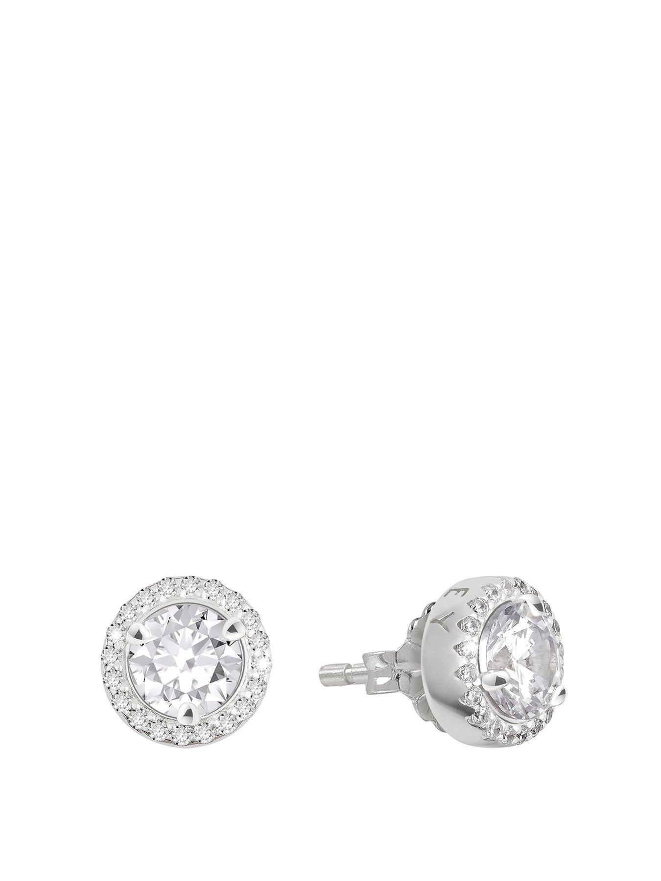 undefined Sterling Silver Cubic Zirconia Stone Set Stud Earrings