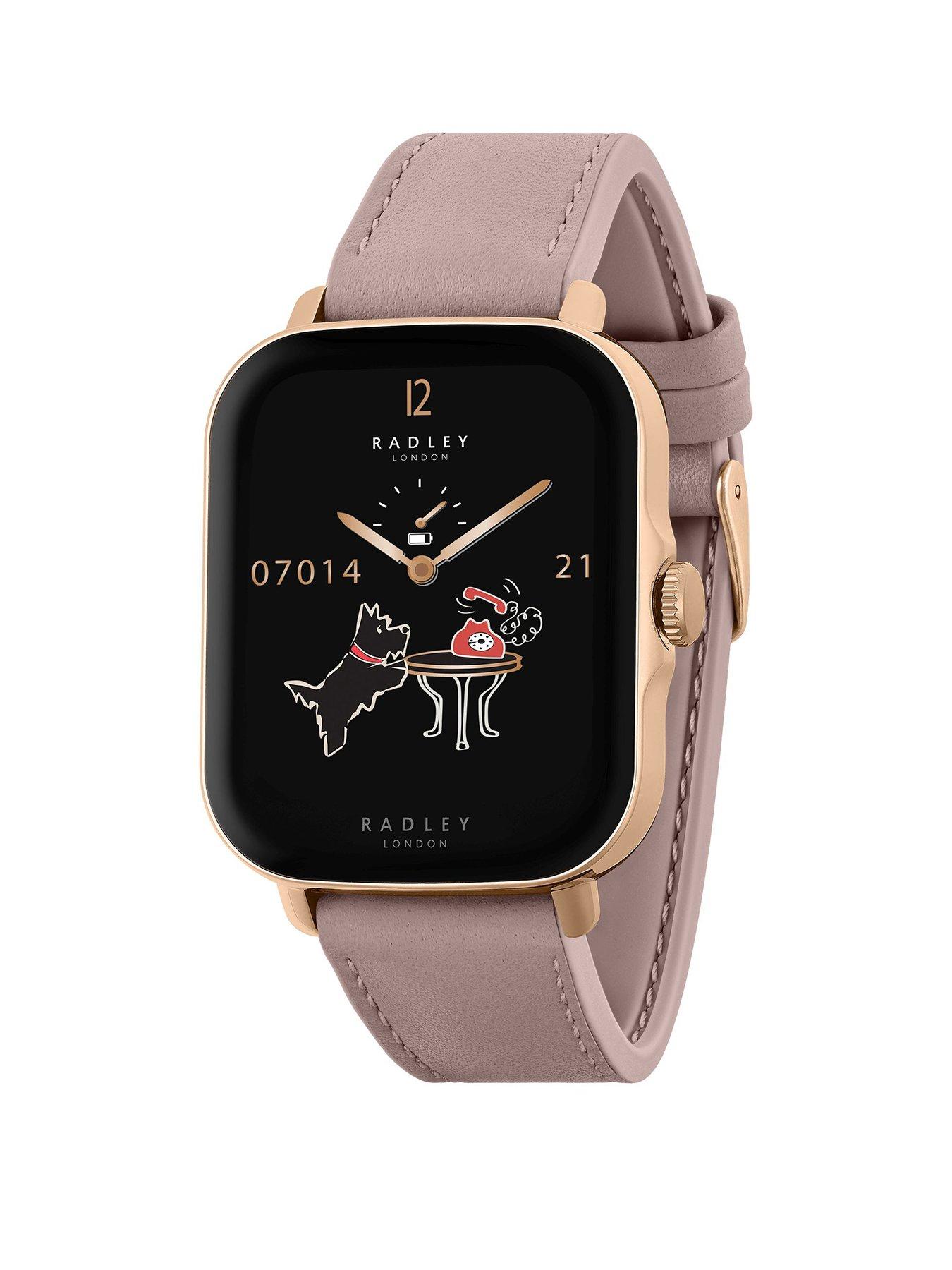 Product photograph of Radley Series 20 Smart Calling Watch With Pink Leather Strap from very.co.uk