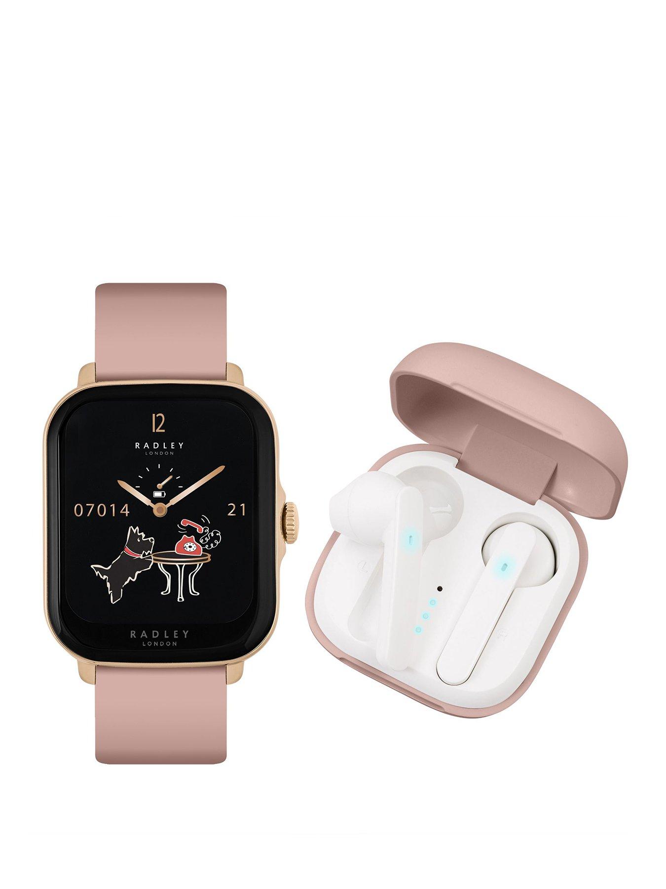 Product photograph of Radley Series 20 Smart Rectangle Calling Watch With True Wireless Earphones from very.co.uk