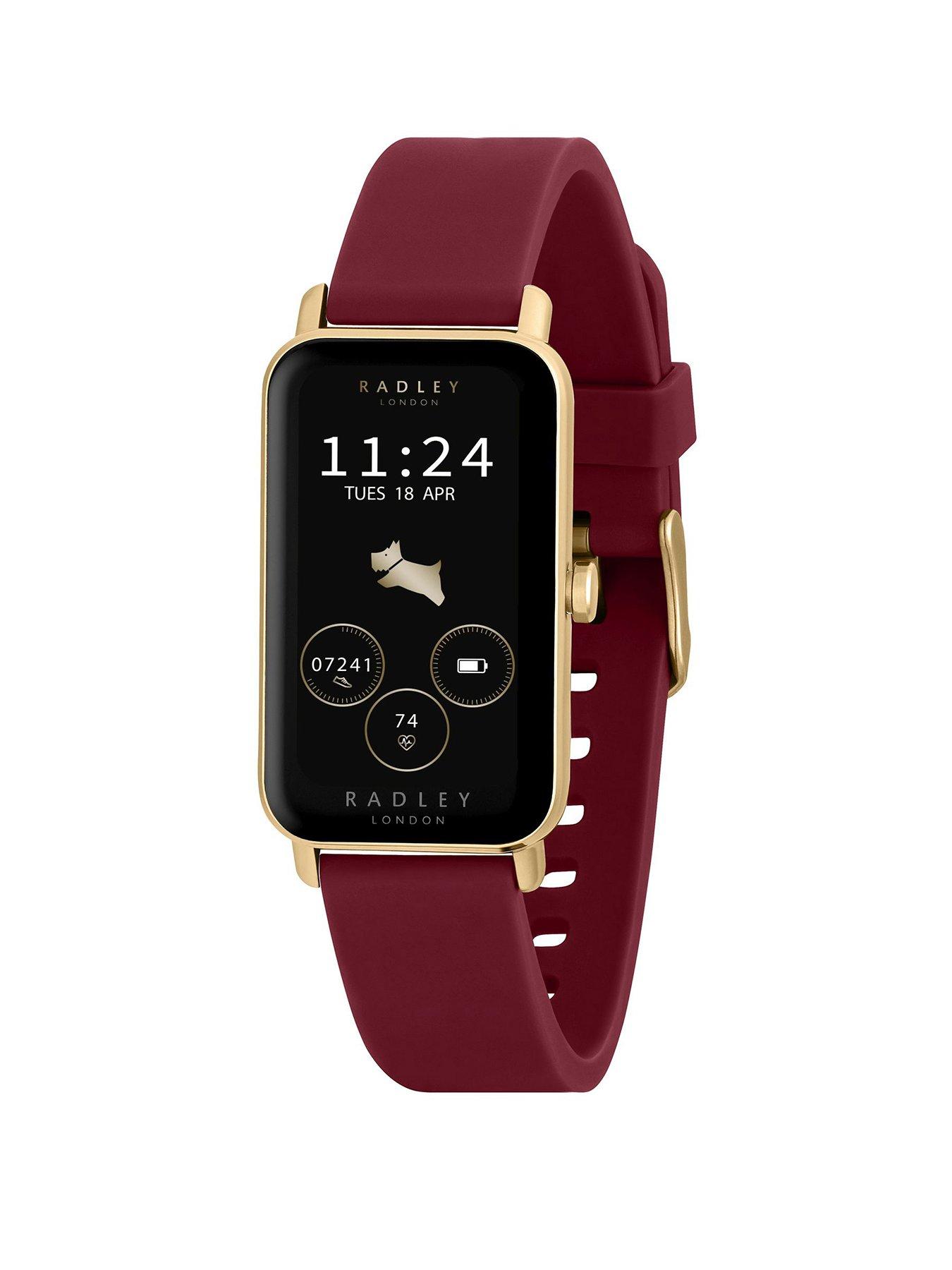 Product photograph of Radley Ladies Series 21 Smart Cranberry Red Lozenge Silicone Strap Watch from very.co.uk