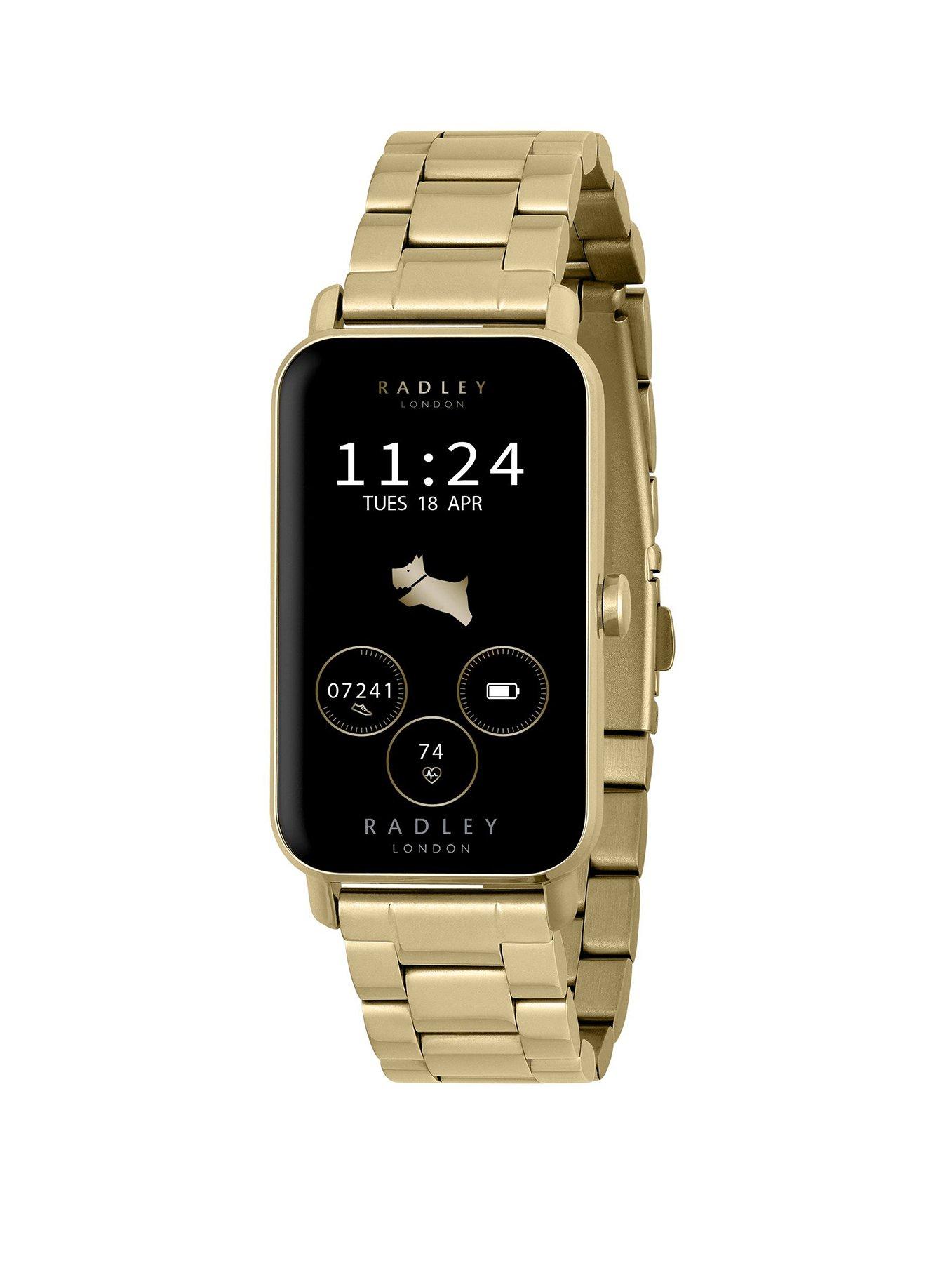 Product photograph of Radley Ladies Series 21 Stainless Steel Lozenge Pale Gold Plated Strap Smart Watch from very.co.uk