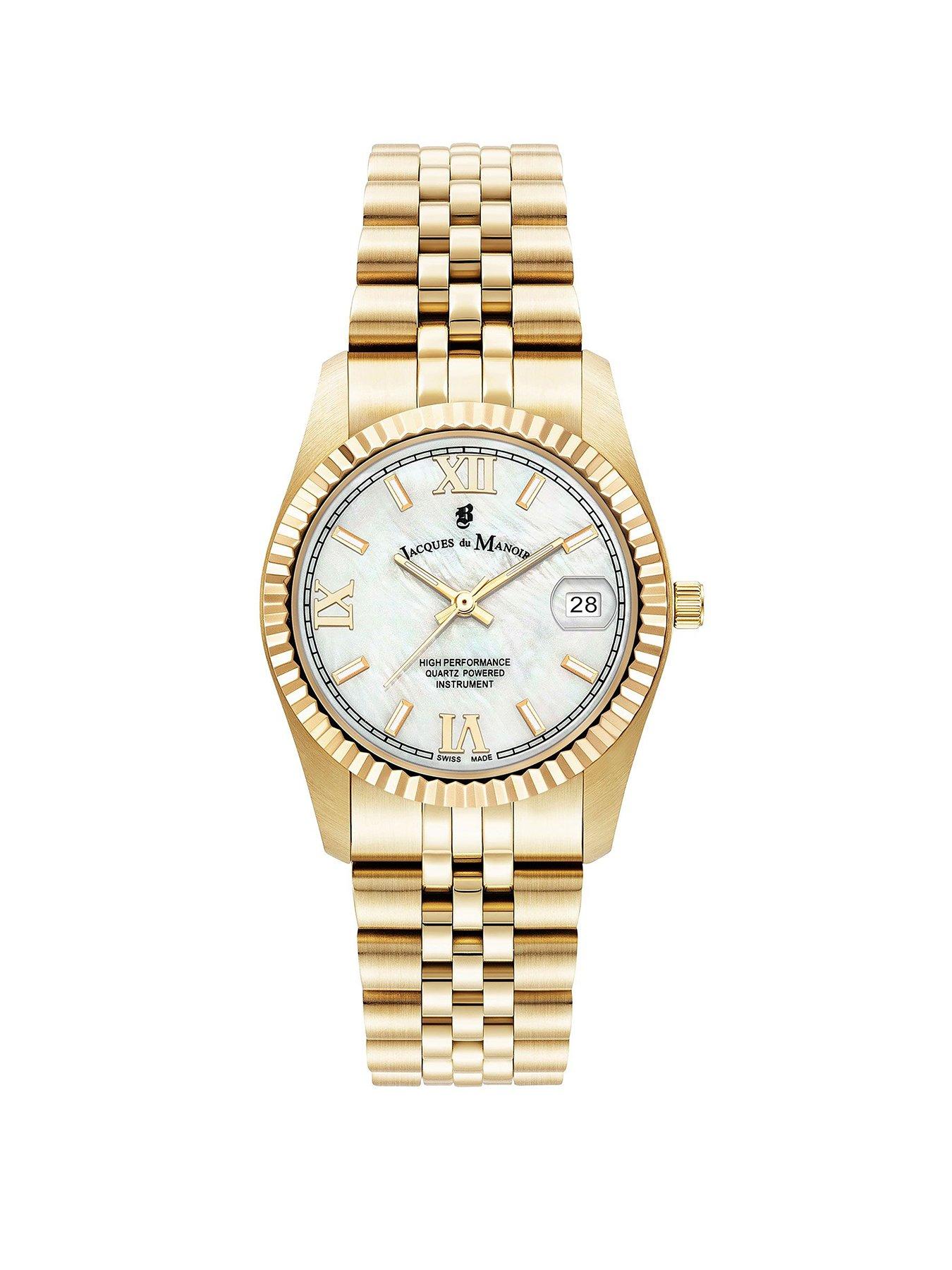 undefined Swiss-made Ladies Inspiration Roman Gold Plated Bracelet Watch