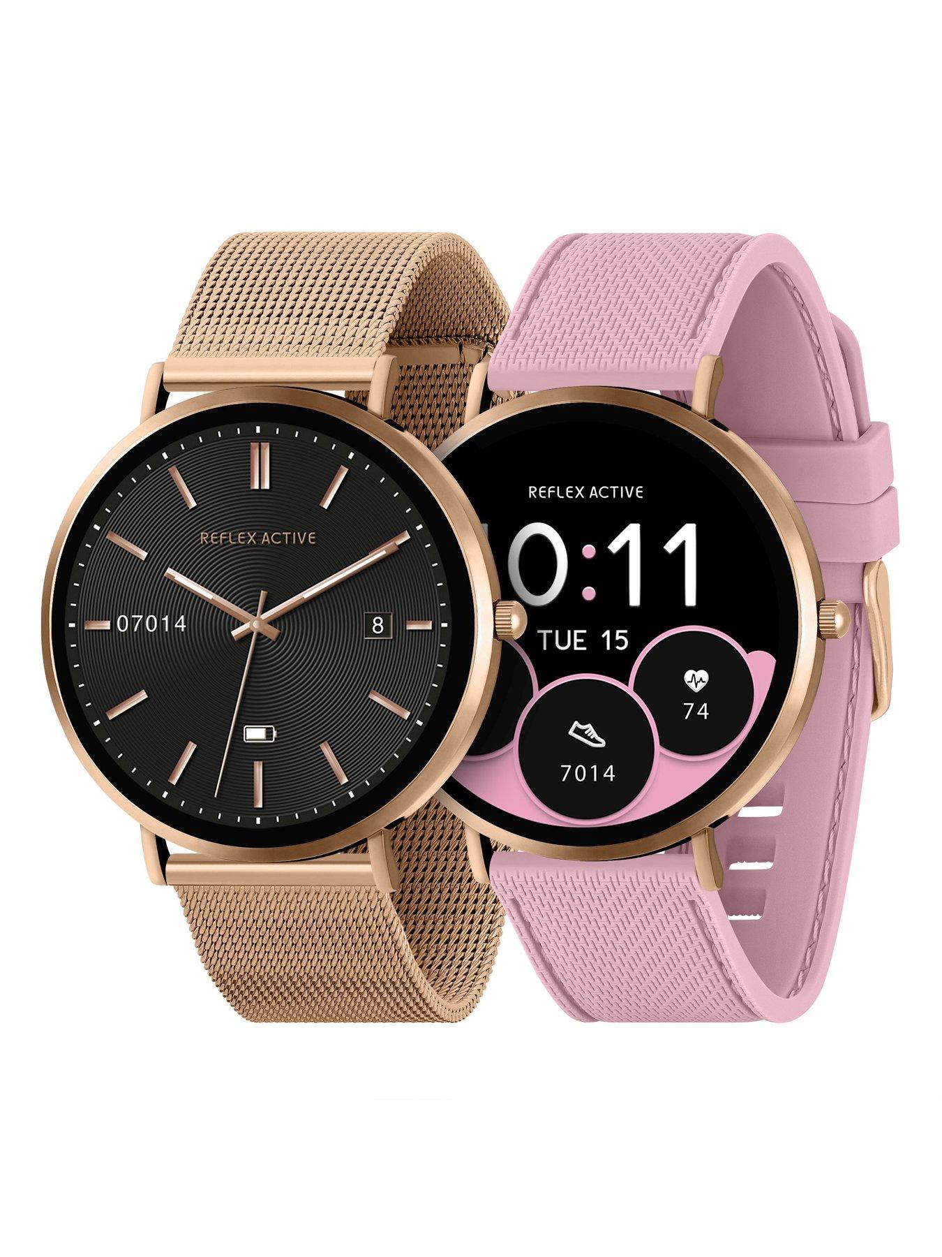 Reflex Active Series 42 Rose Gold Mesh and Pink Silicone Strap