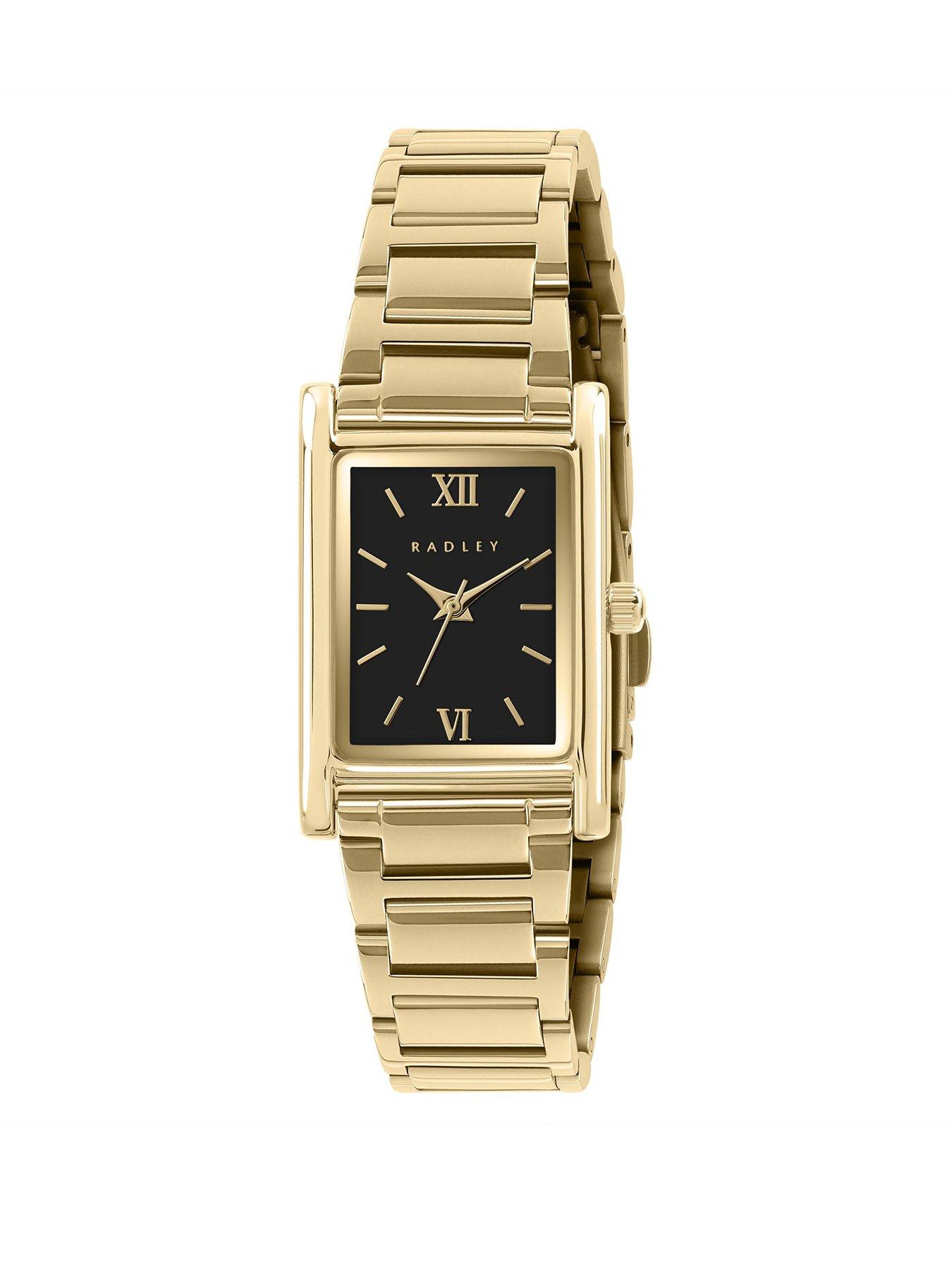 Product photograph of Radley Tank Gold Plated Bracelet Watch from very.co.uk