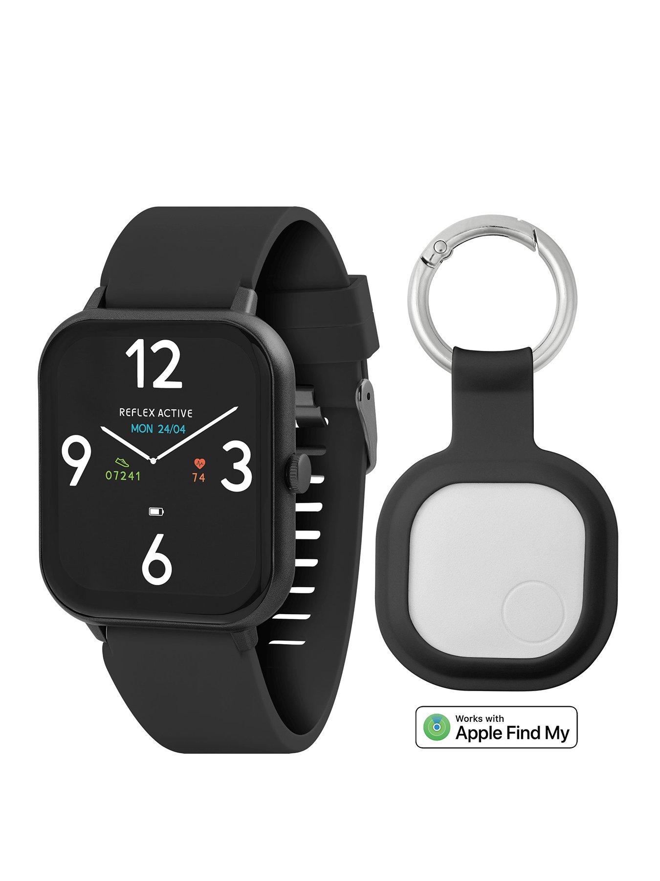 Product photograph of Reflex Active Black Calling Watch With Activetag Gift Set from very.co.uk