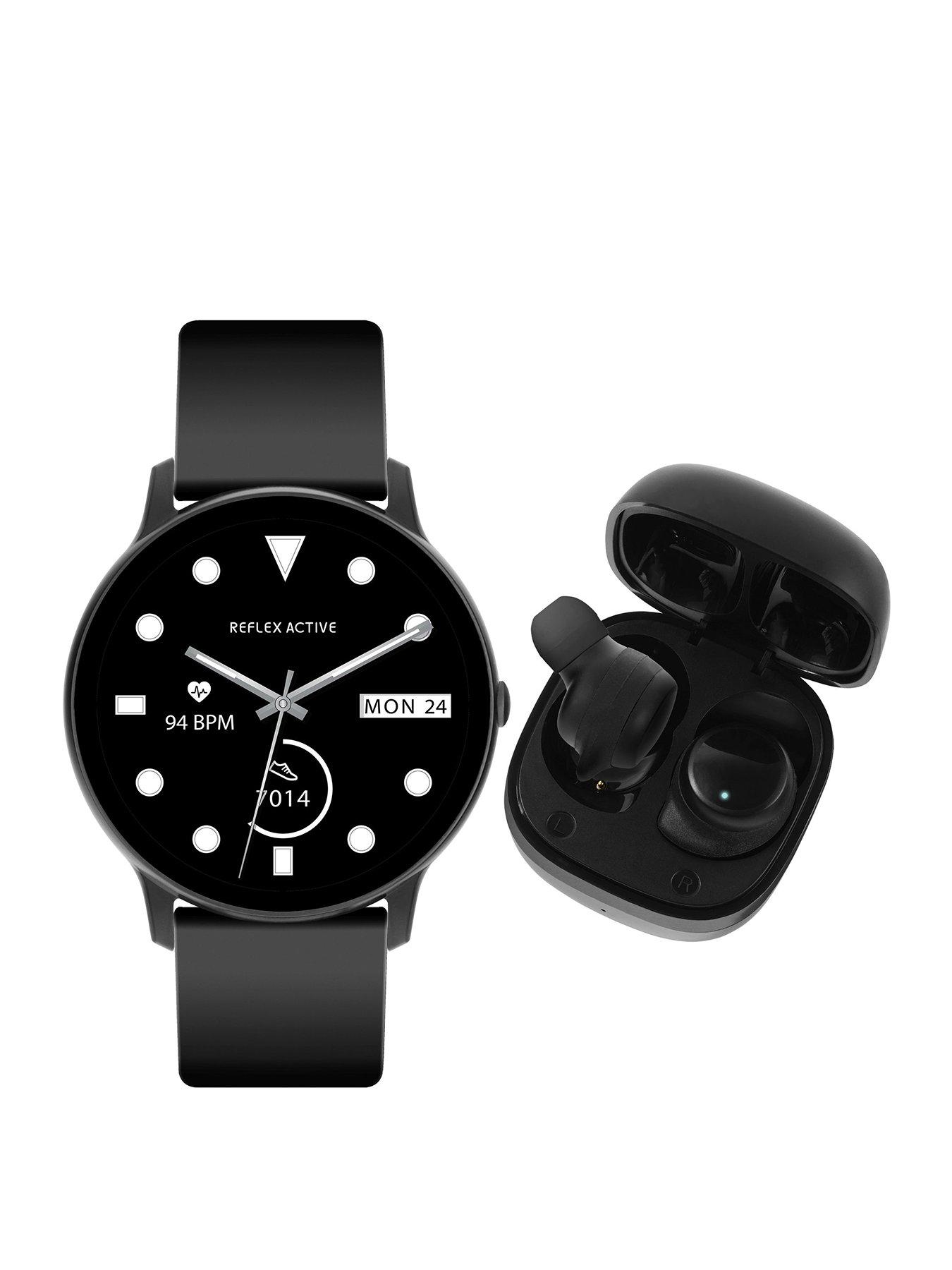 Product photograph of Reflex Active Series 36 Black Strap Smart Calling Watch And Earbud Set from very.co.uk