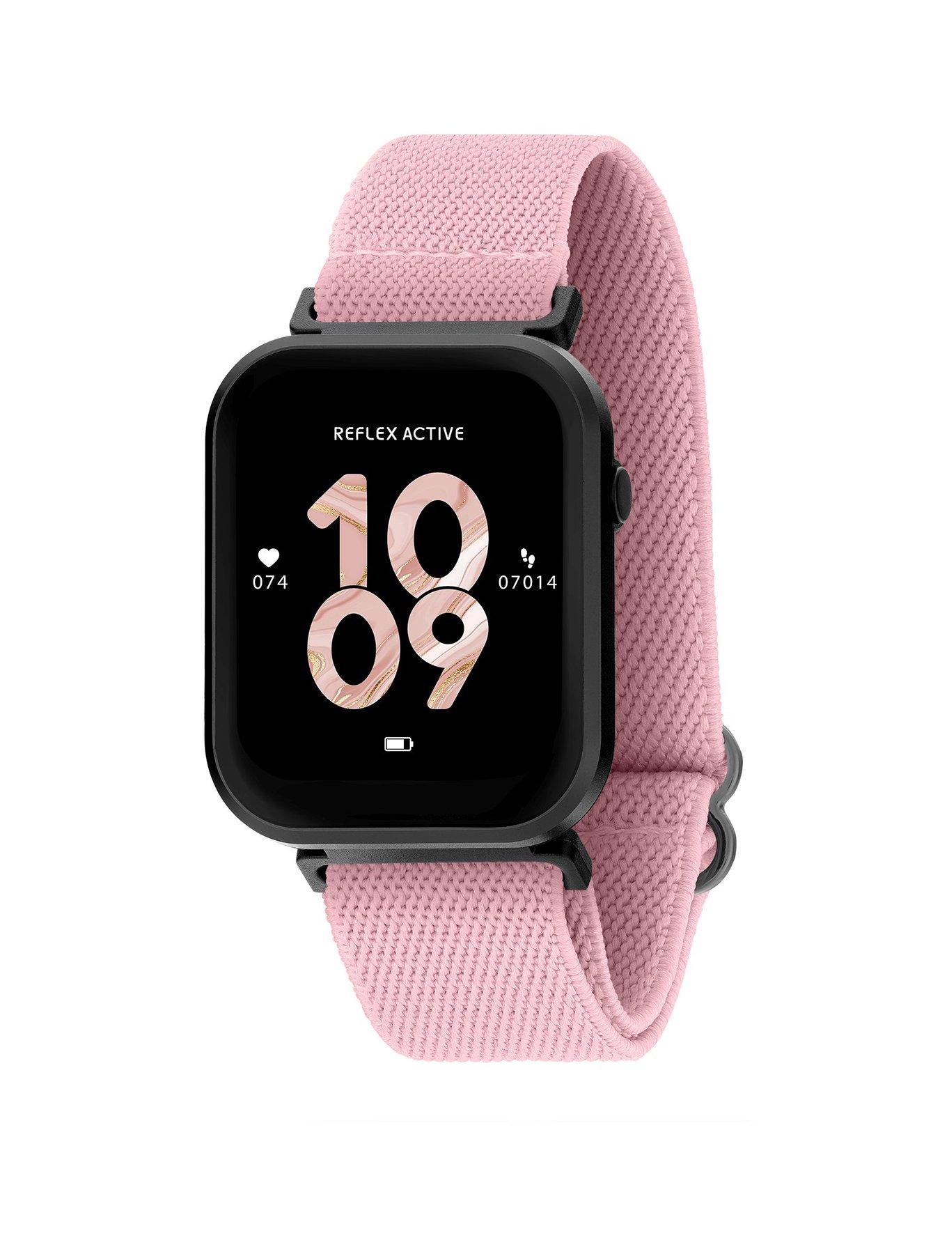 Product photograph of Reflex Active Series 37 Dusty Pink Strap Smart Calling Watch from very.co.uk