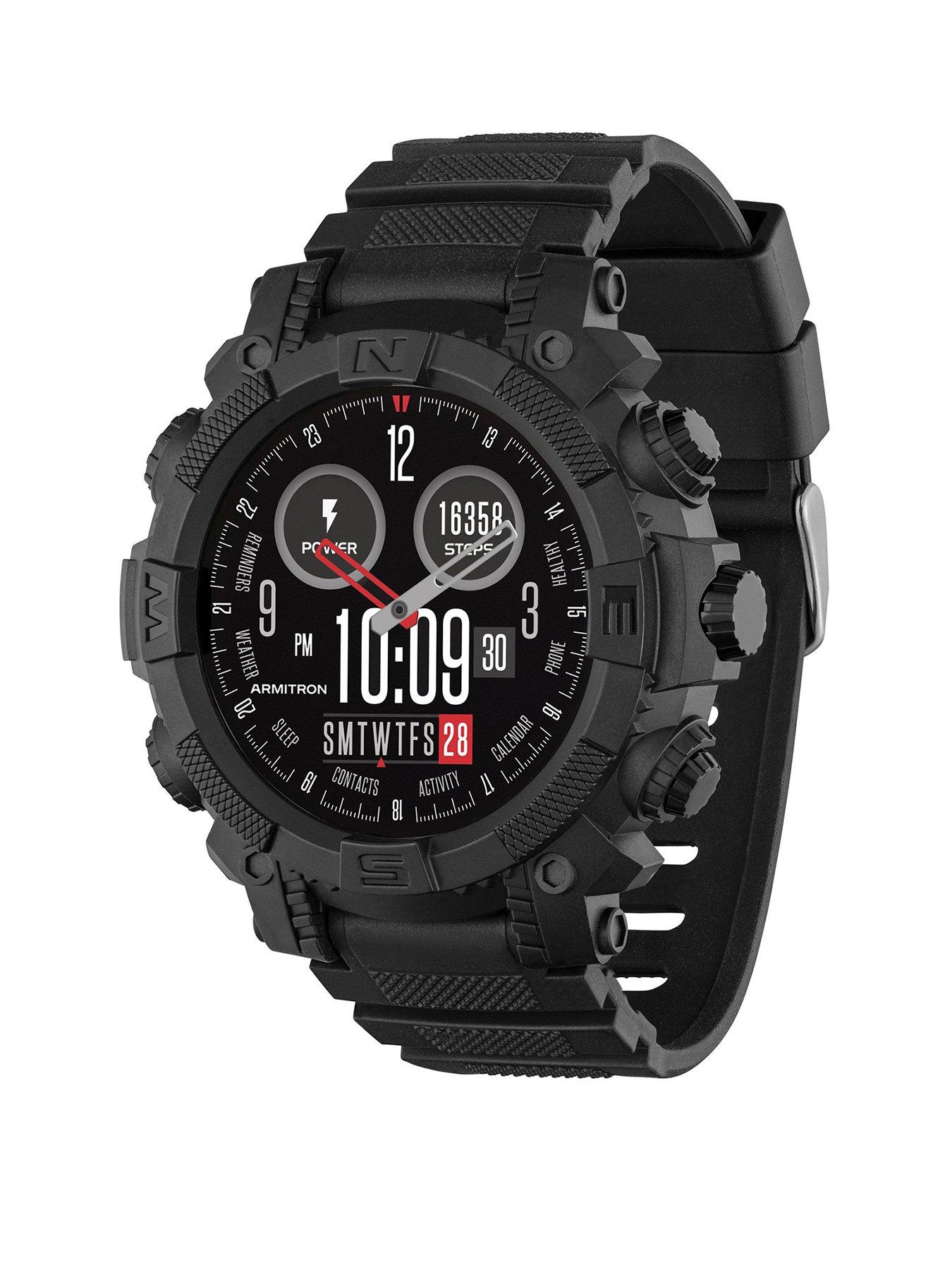 Product photograph of Reflex Active Series 38 Black Silicone Strap Sports Smart Calling Watch from very.co.uk