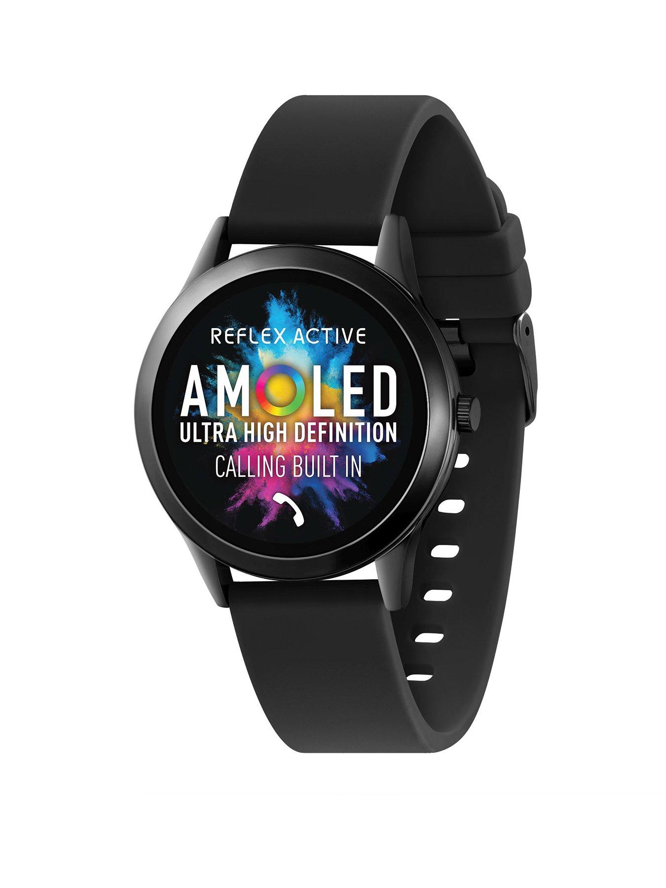 Product photograph of Reflex Active Series 31 Black Silicone Amoled Smart Calling Watch from very.co.uk