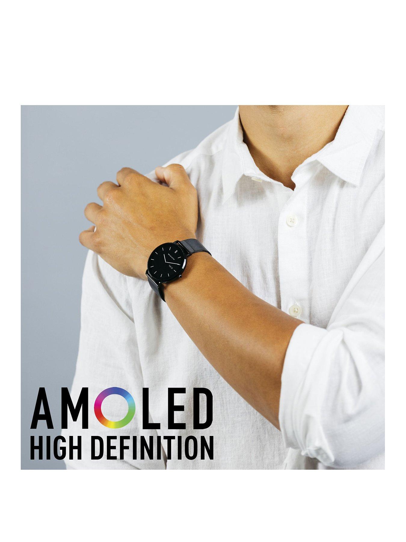 Image 2 of 7 of Reflex Active Series 42 Black Mesh and Grey Silicone Strap Amoled Ultra Slim Smart Calling Watch Set