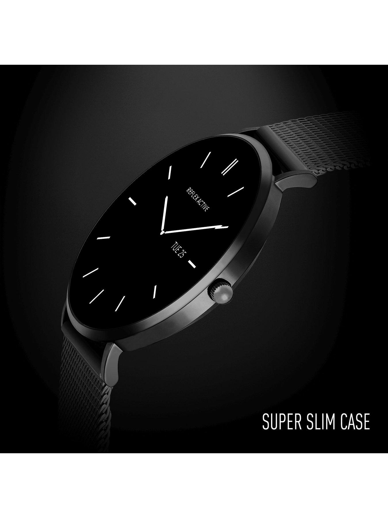 Image 4 of 7 of Reflex Active Series 42 Black Mesh and Grey Silicone Strap Amoled Ultra Slim Smart Calling Watch Set