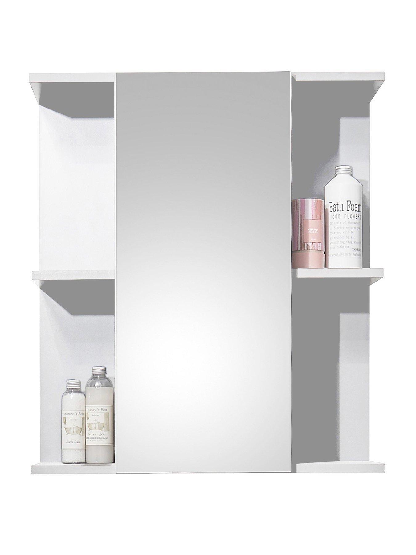 Product photograph of Julian Bowen Mandy Mirrored 1 Door Bathroom Wall Cabinet - White from very.co.uk