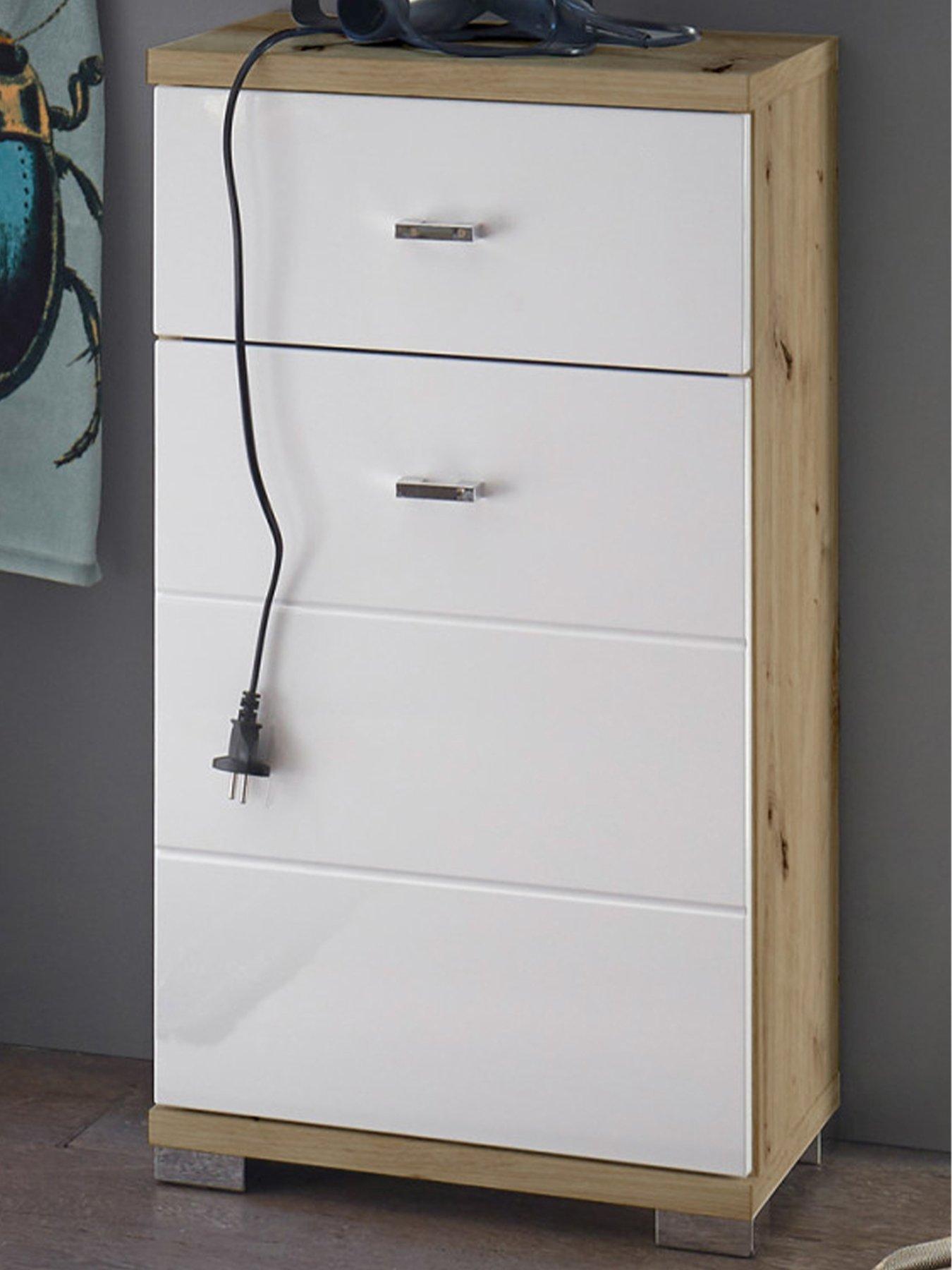 Product photograph of Julian Bowen Pool 1 Door 1 Drawer Bathroom Storage Cabinet - White from very.co.uk