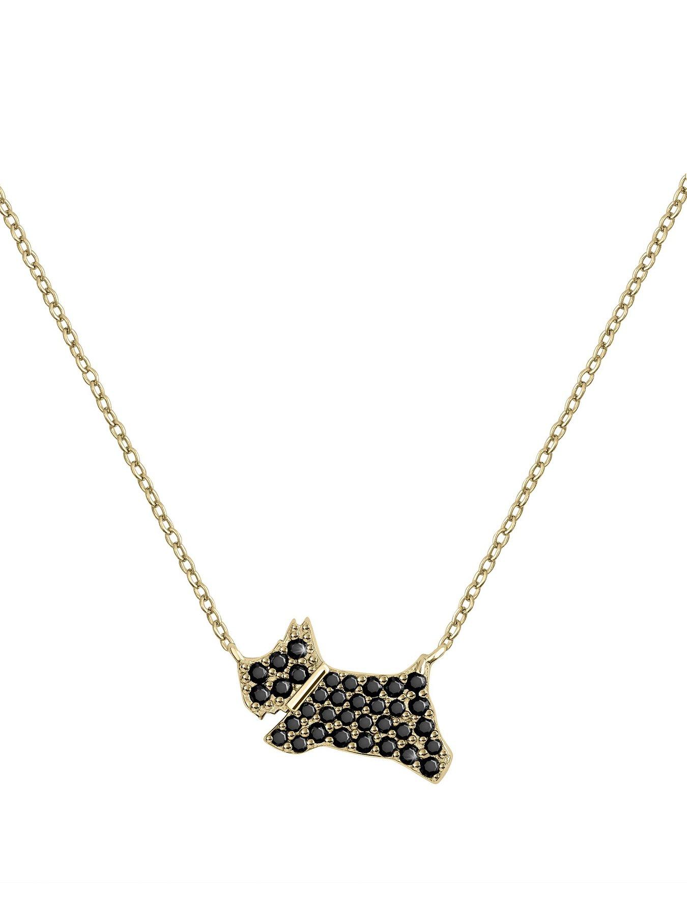 undefined 18ct Gold Plated Sterling Silver Black Stone Set Jumping Dog Pendant Necklace