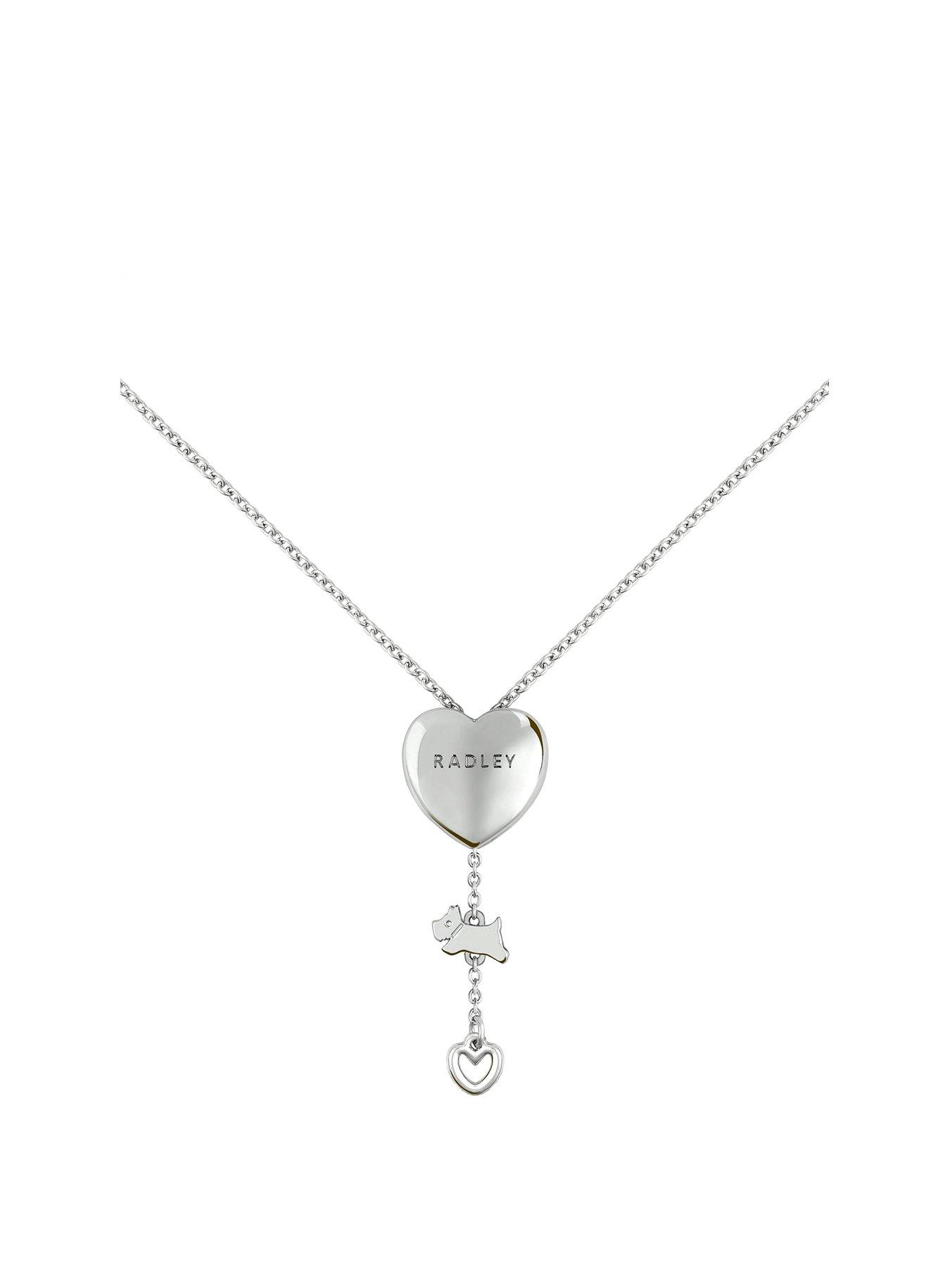 Product photograph of Radley Silver Plated Heart Lariat Necklace from very.co.uk