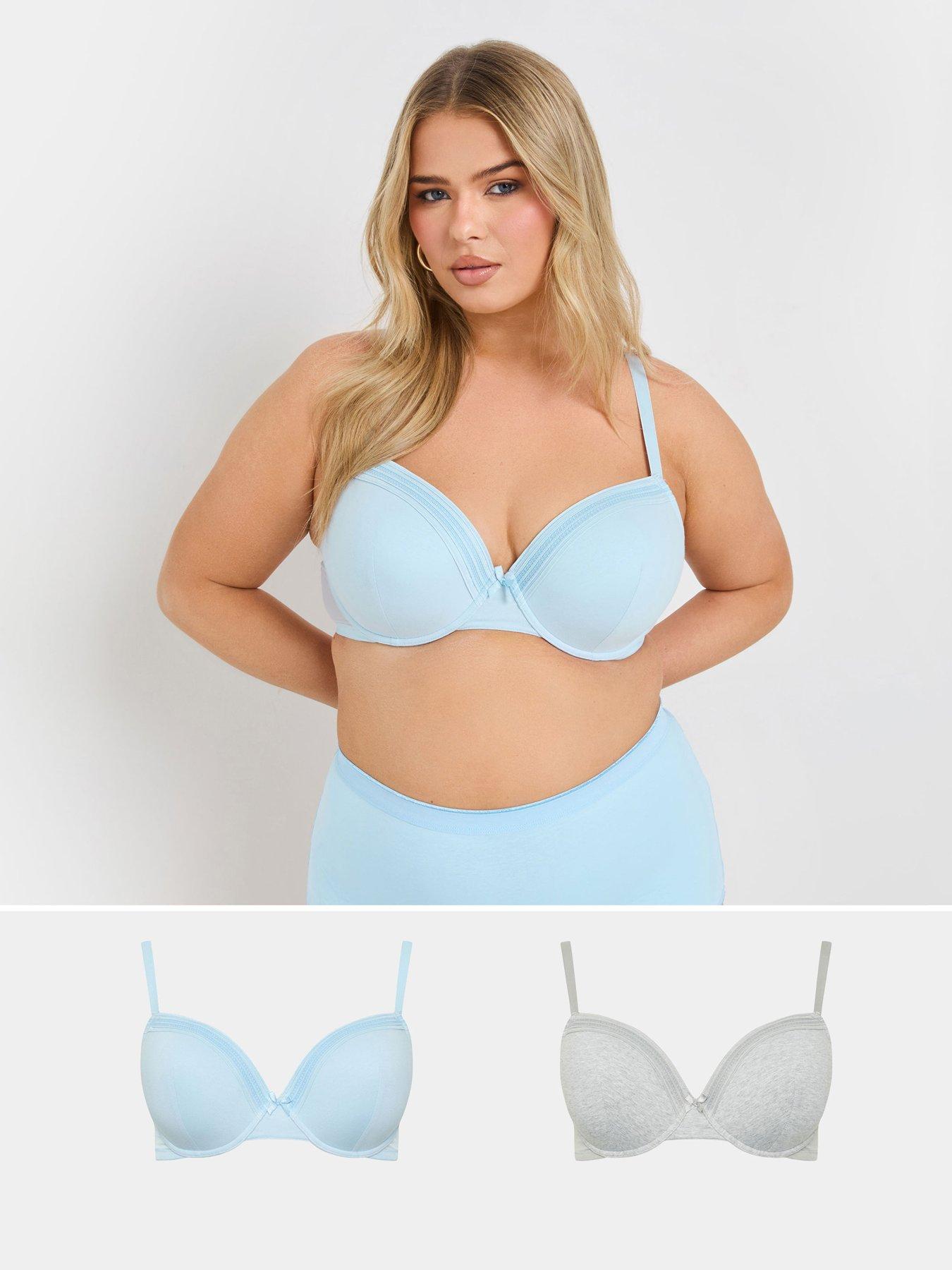 Image 1 of 4 of Yours Curve 2 Pack Floral Embellished Padded Bra