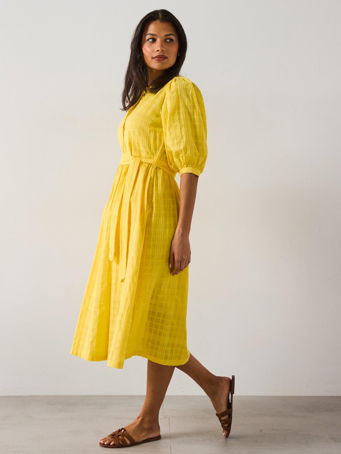 yellow midi dress uk Burst of Yellow Midi Dress - Yellow, Large | Hazel and Olive